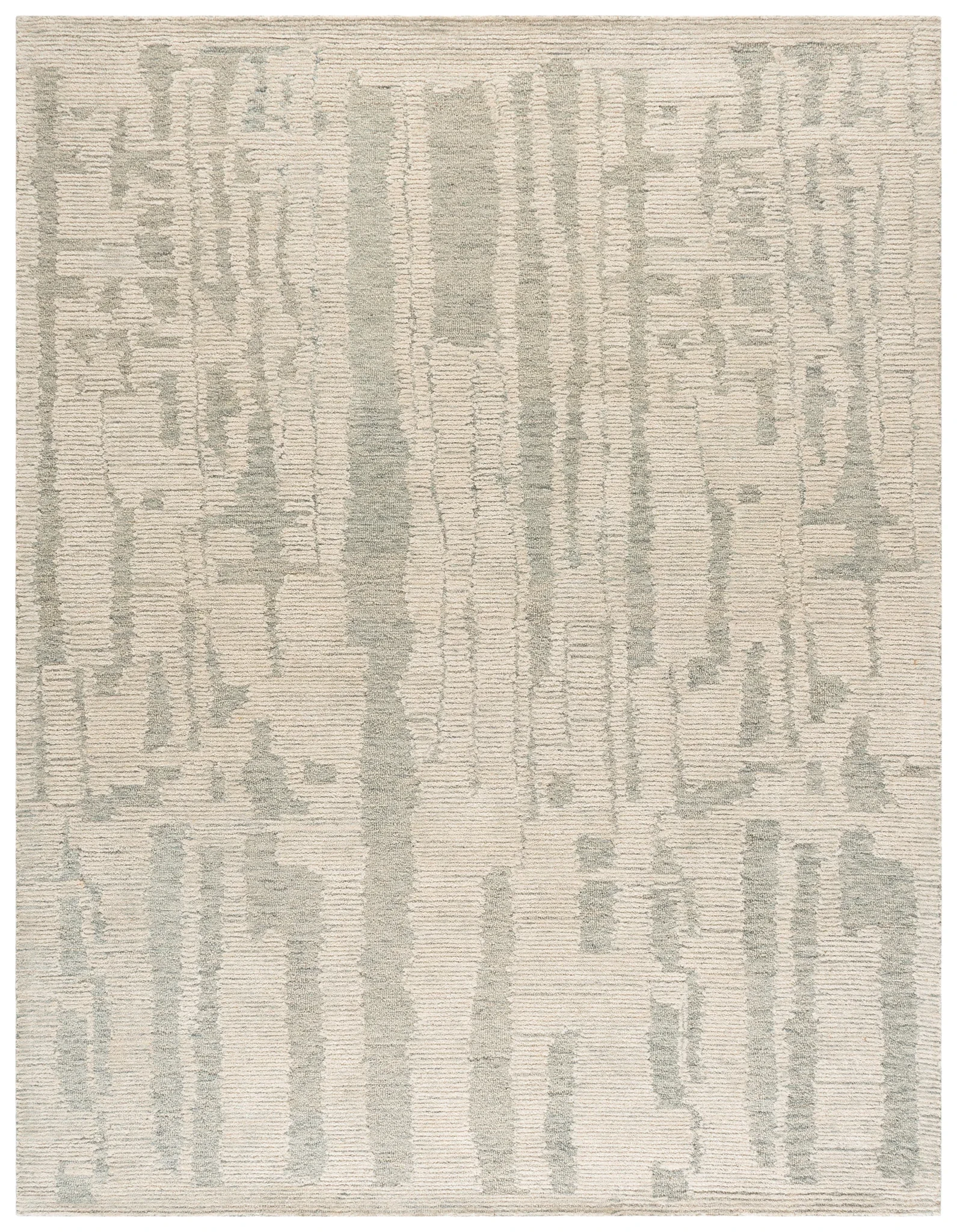 Harvest Abstract Linear Hand-Tufted Wool Rug in Ivory / Light Blue