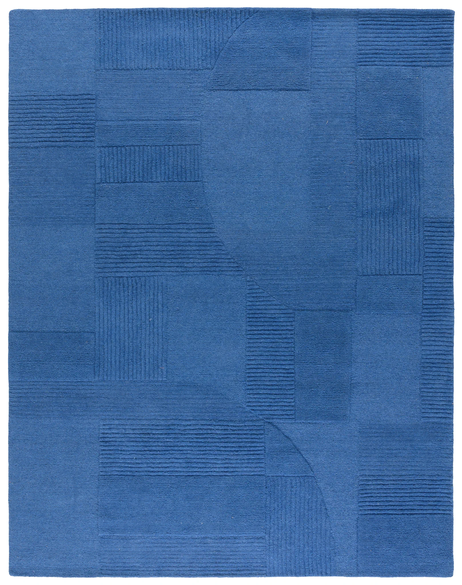 Harvest Abstract Block Hand-Tufted Rug in Blue