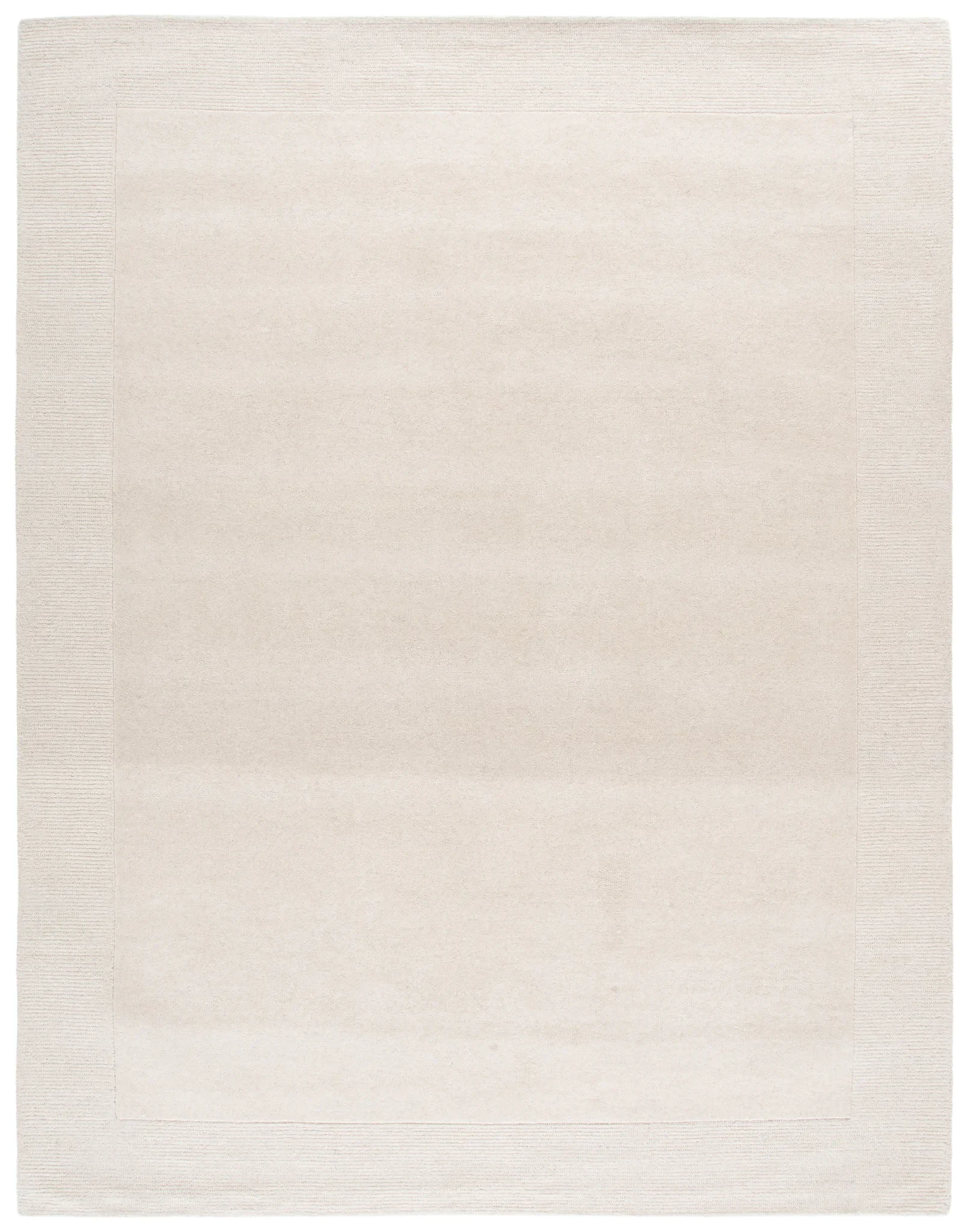 Harvest Ribbed Border Hand-Tufted Wool Rug in Ivory