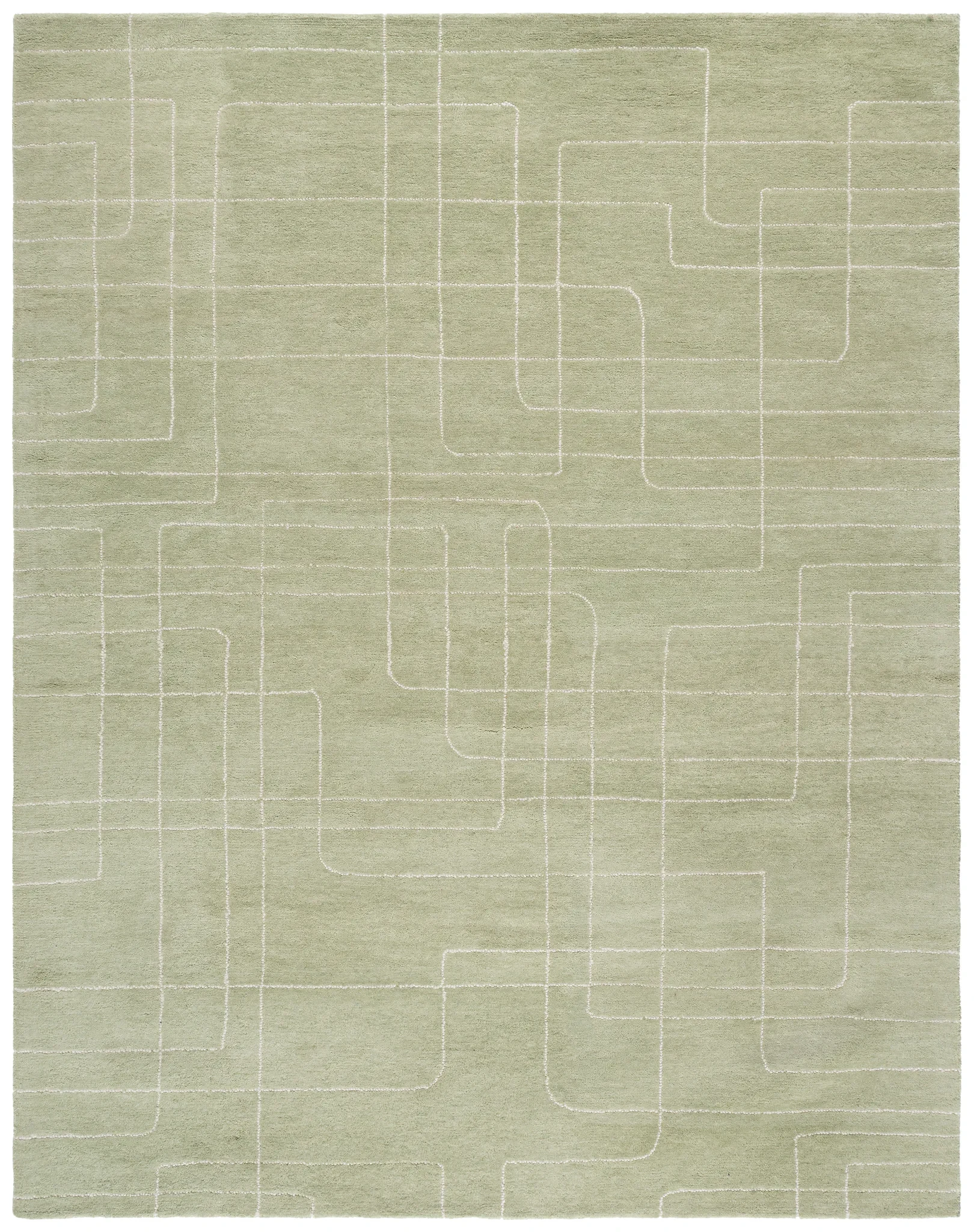 Harvest Dotted Line Hand-Tufted Wool Rug in Sage