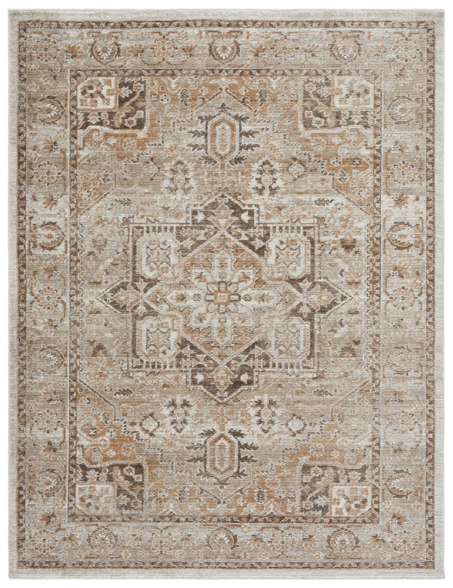 Hazel Medallion Bordered Rug in Beige / Brown