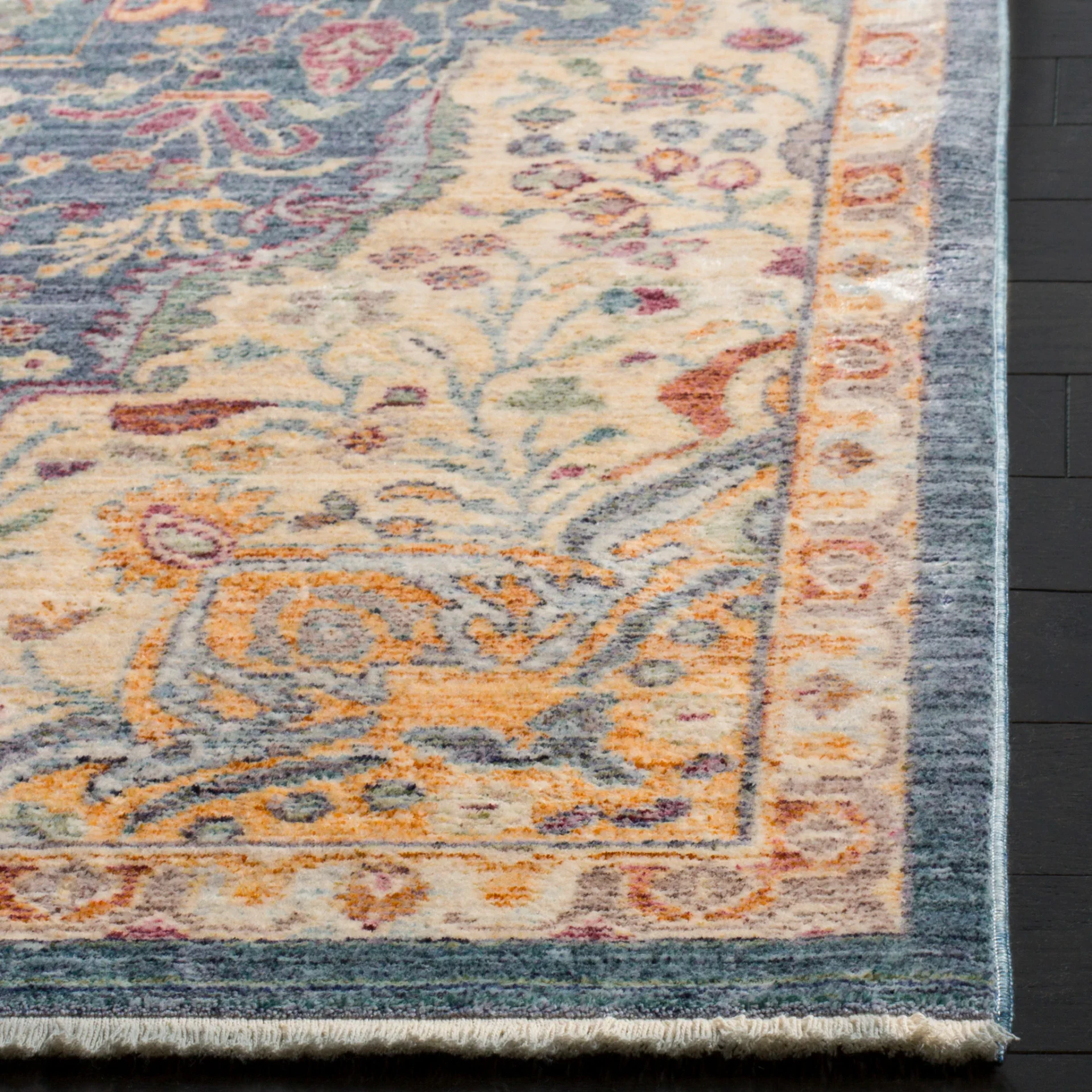Illusion Medallion Bordered Rug in Blue / Purple