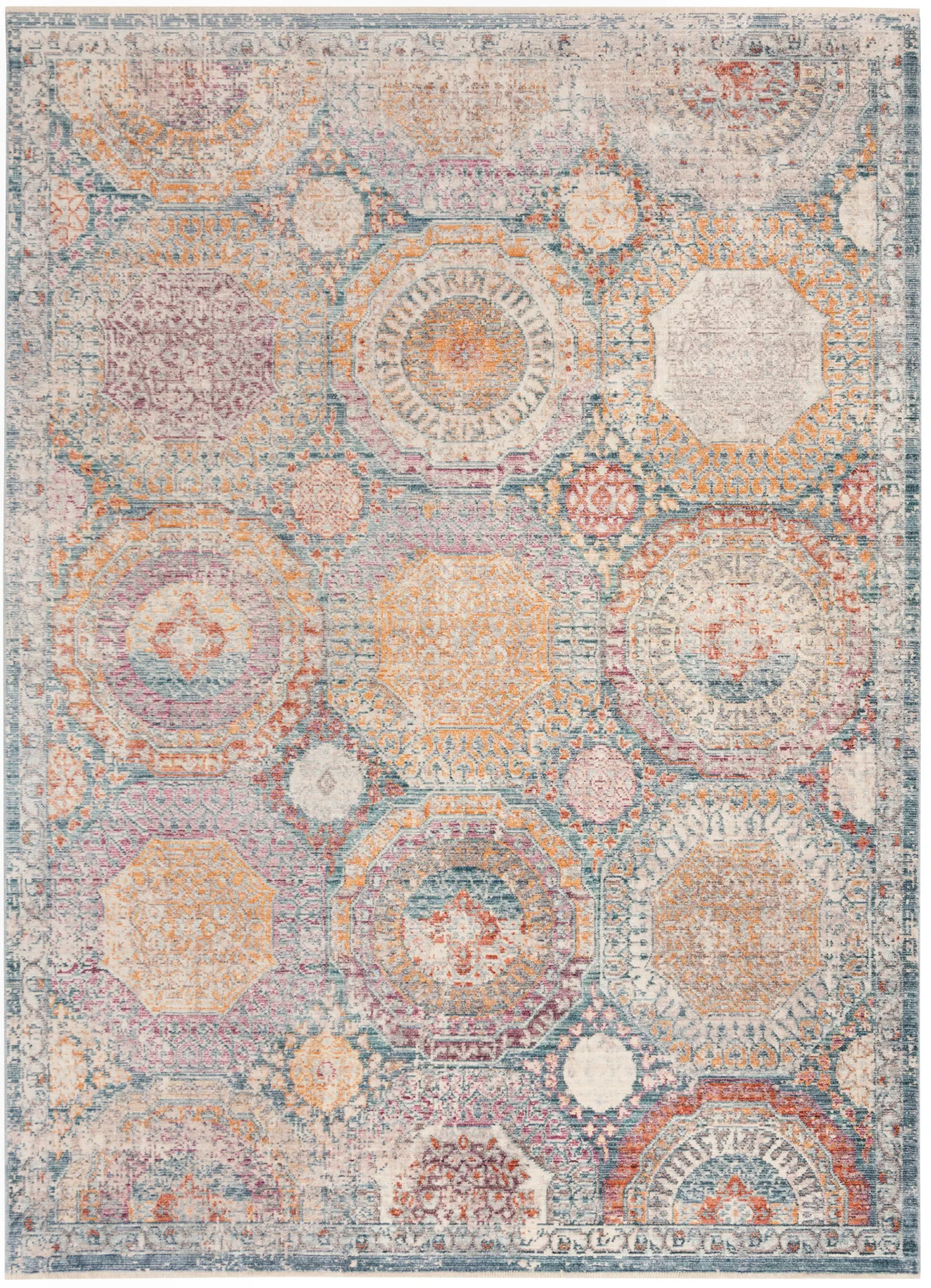 Illusion Panel Rug in Blue / Beige