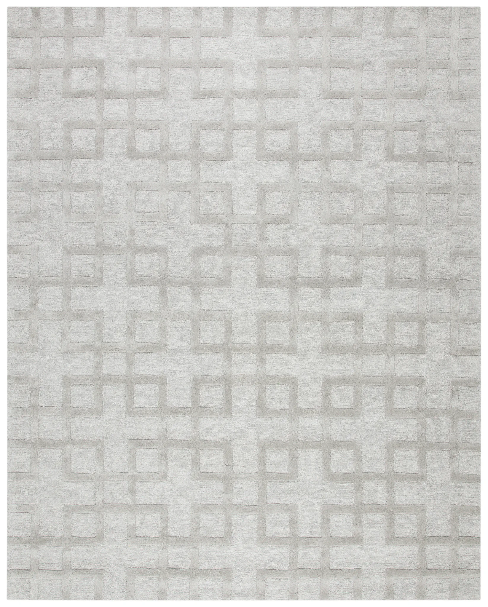 Impressions Interlocking Grid Hand-Loomed Wool Rug in Gray