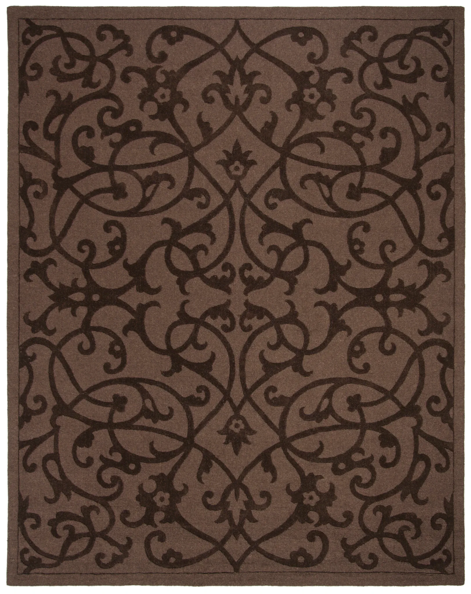 Impressions Scroll Hand-Loomed Wool Rug in Brown