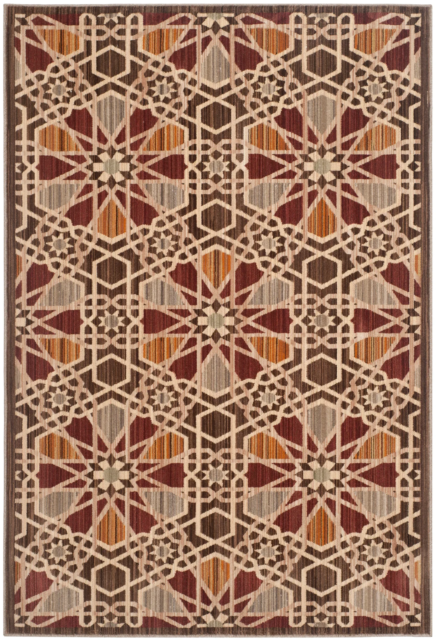 Infinity Interlocking Tile Rug in Brown / Beige