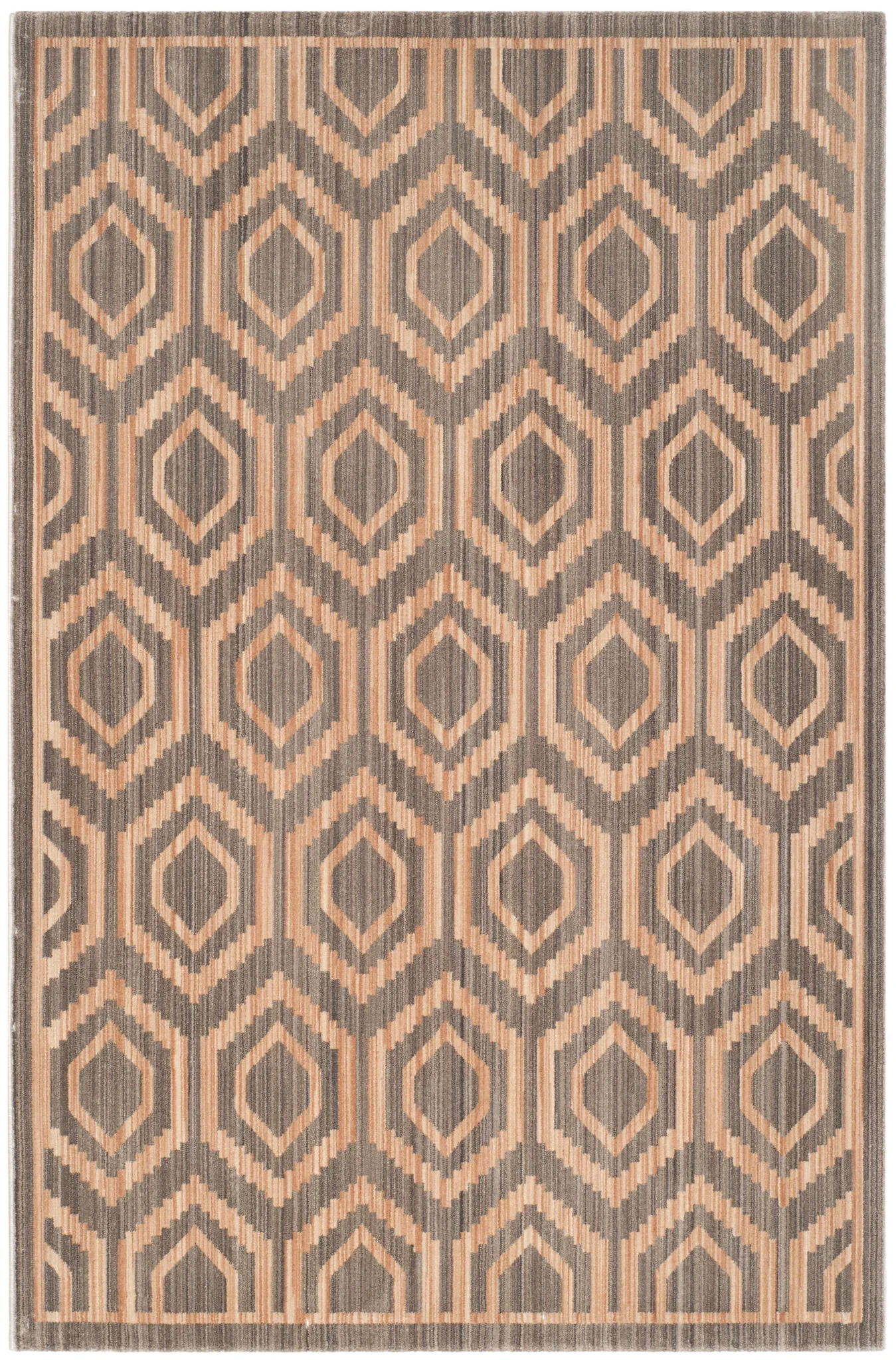 Infinity Concentric Hexagon Rug in Gray / Beige