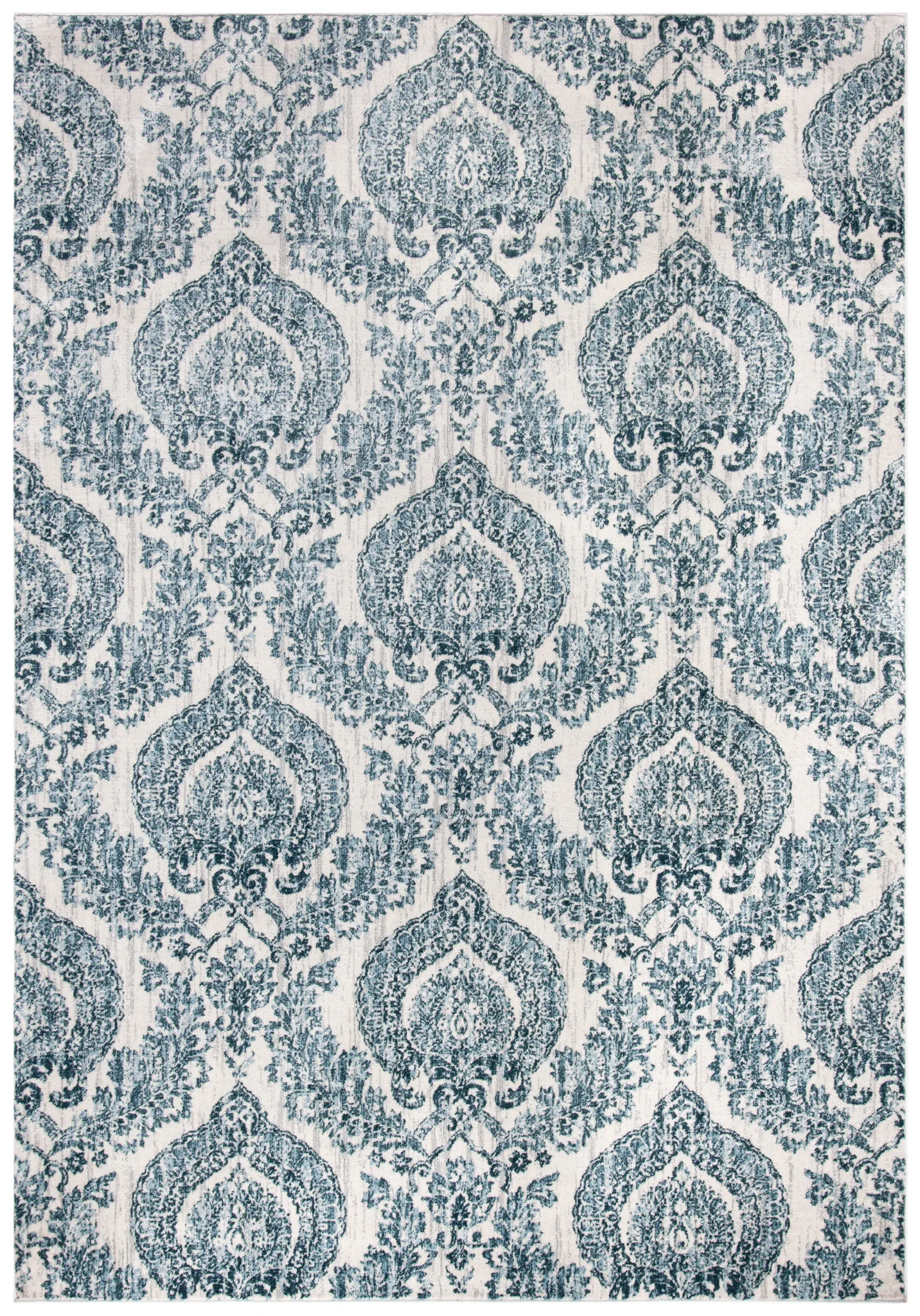 Isabella Damask Rug in Navy / Ivory