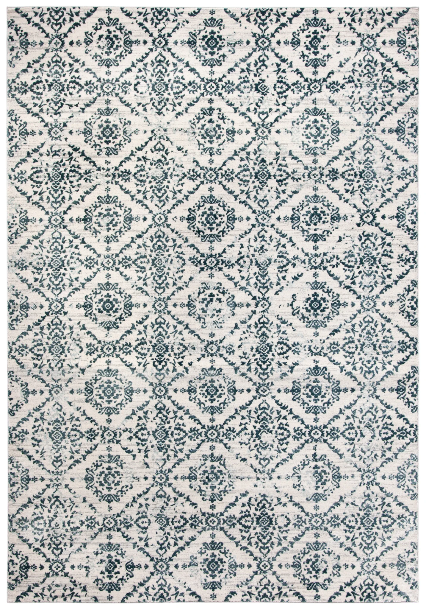Isabella Floral Trellis Rug in Navy / Ivory