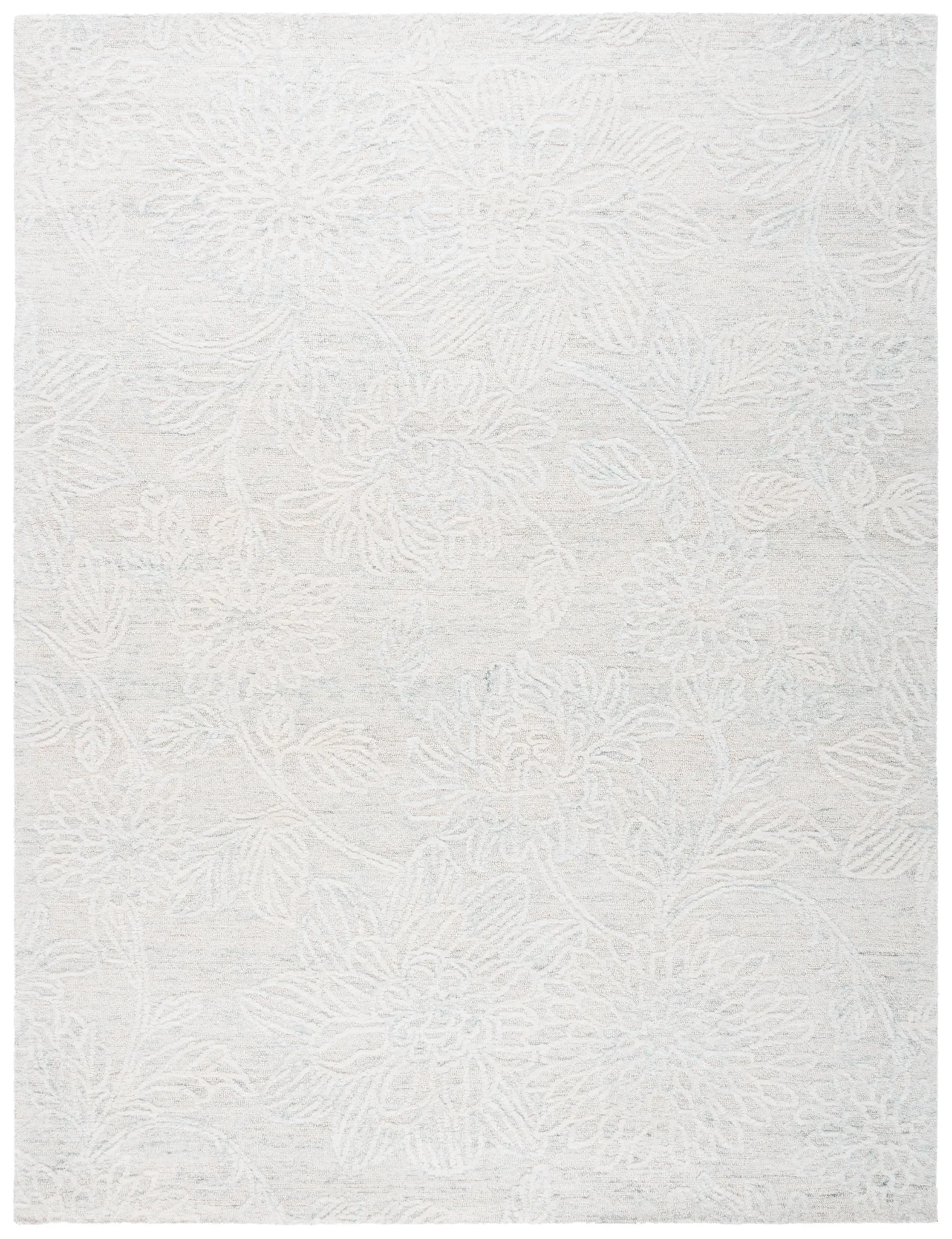 Jardin Chrysanthemum Floral Hand-Tufted Wool Rug in Light Teal / Ivory