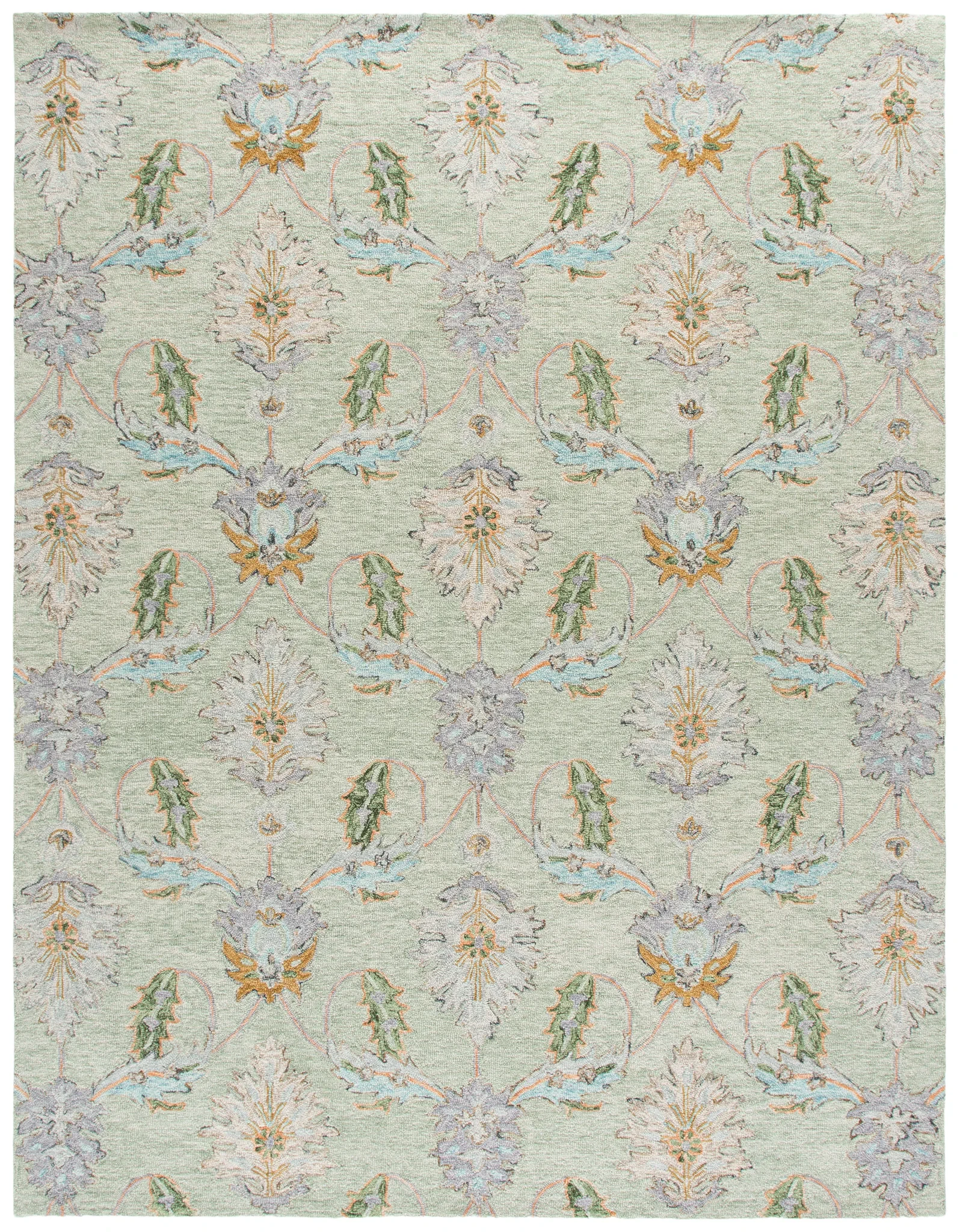 Jardin Allover Botanical Hand-Tufted Wool Rug in Sage / Green