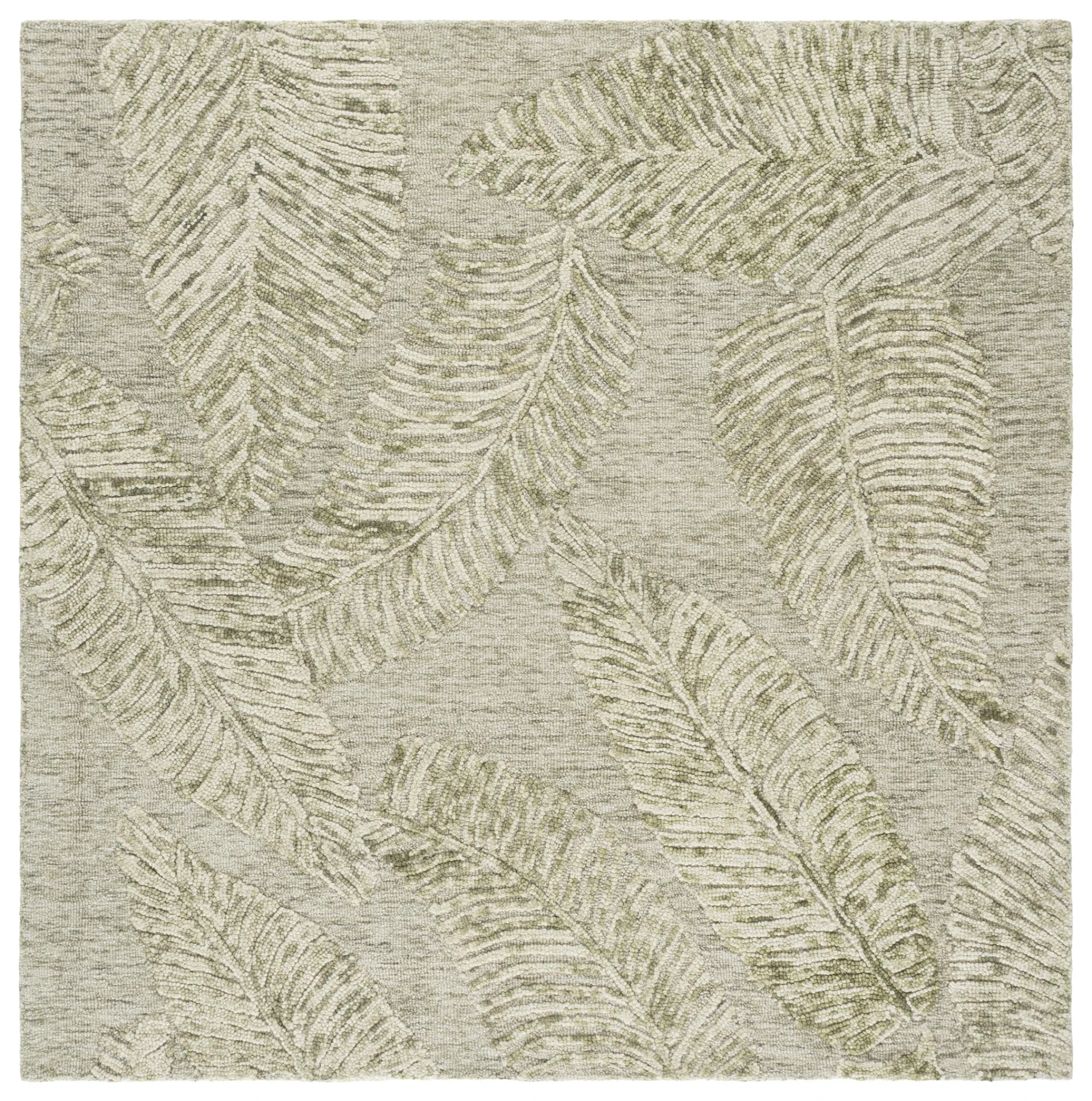 Jardin Palm Leaf Hand-Tufted Wool Rug in Sage / Ivory