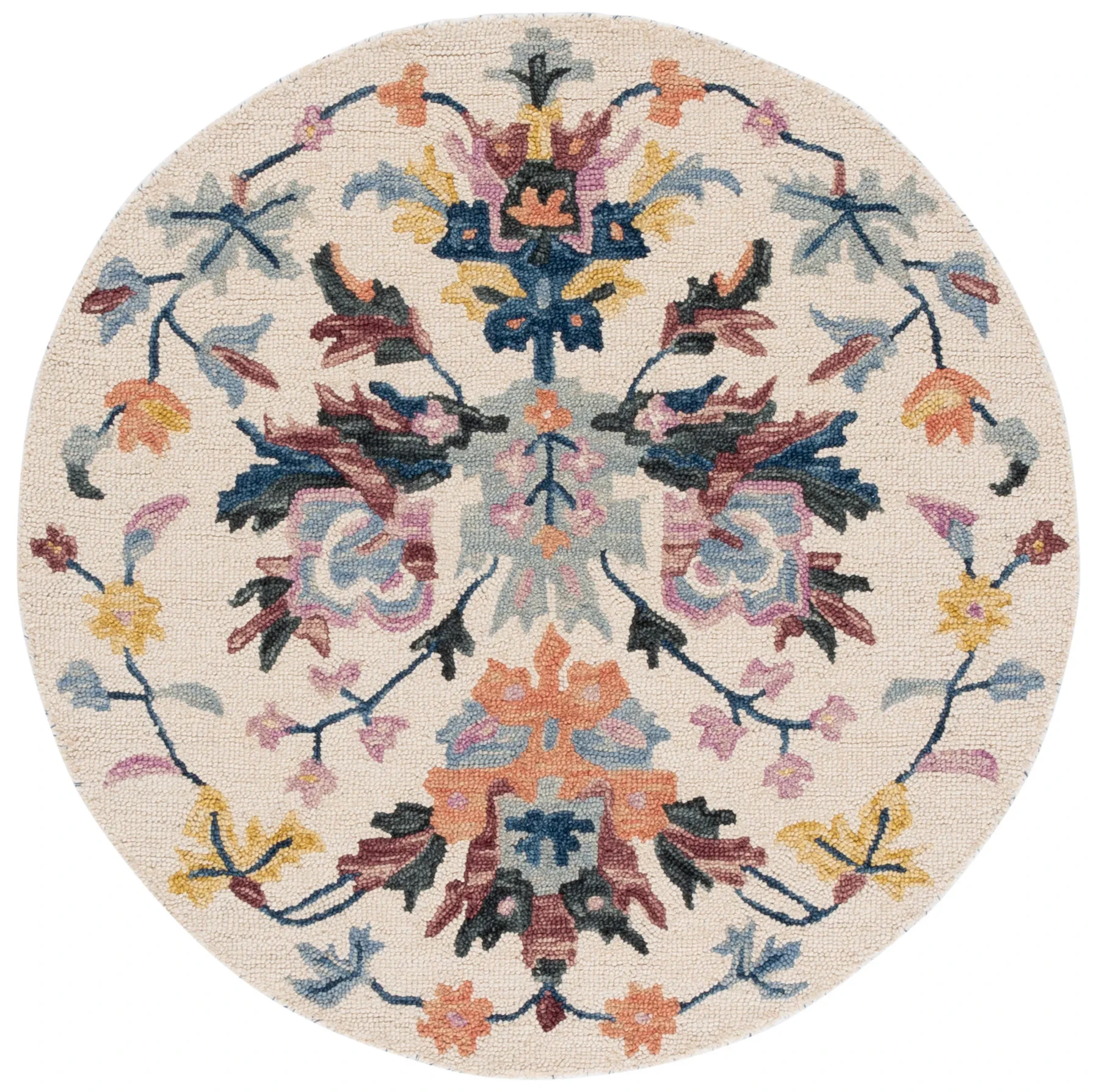 Jardin Botanical Bouquet Hand-Tufted Wool Rug in Ivory / Light Blue