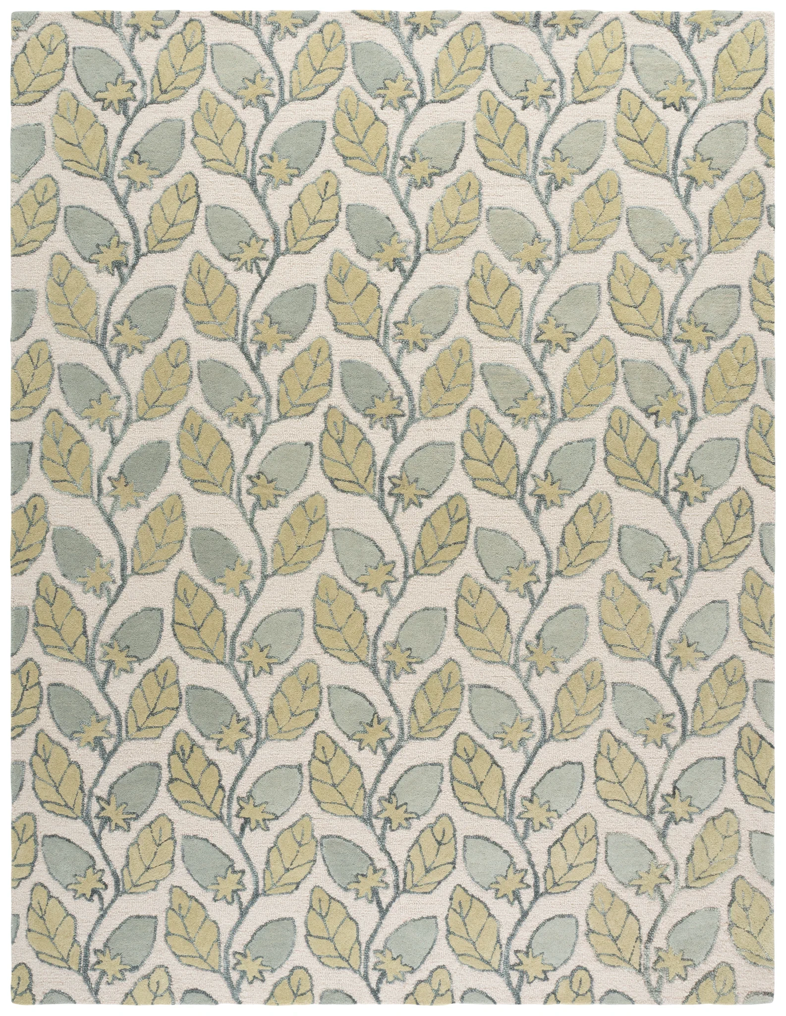 Jardin Climbing Vine Hand-Tufted Wool Rug in Green