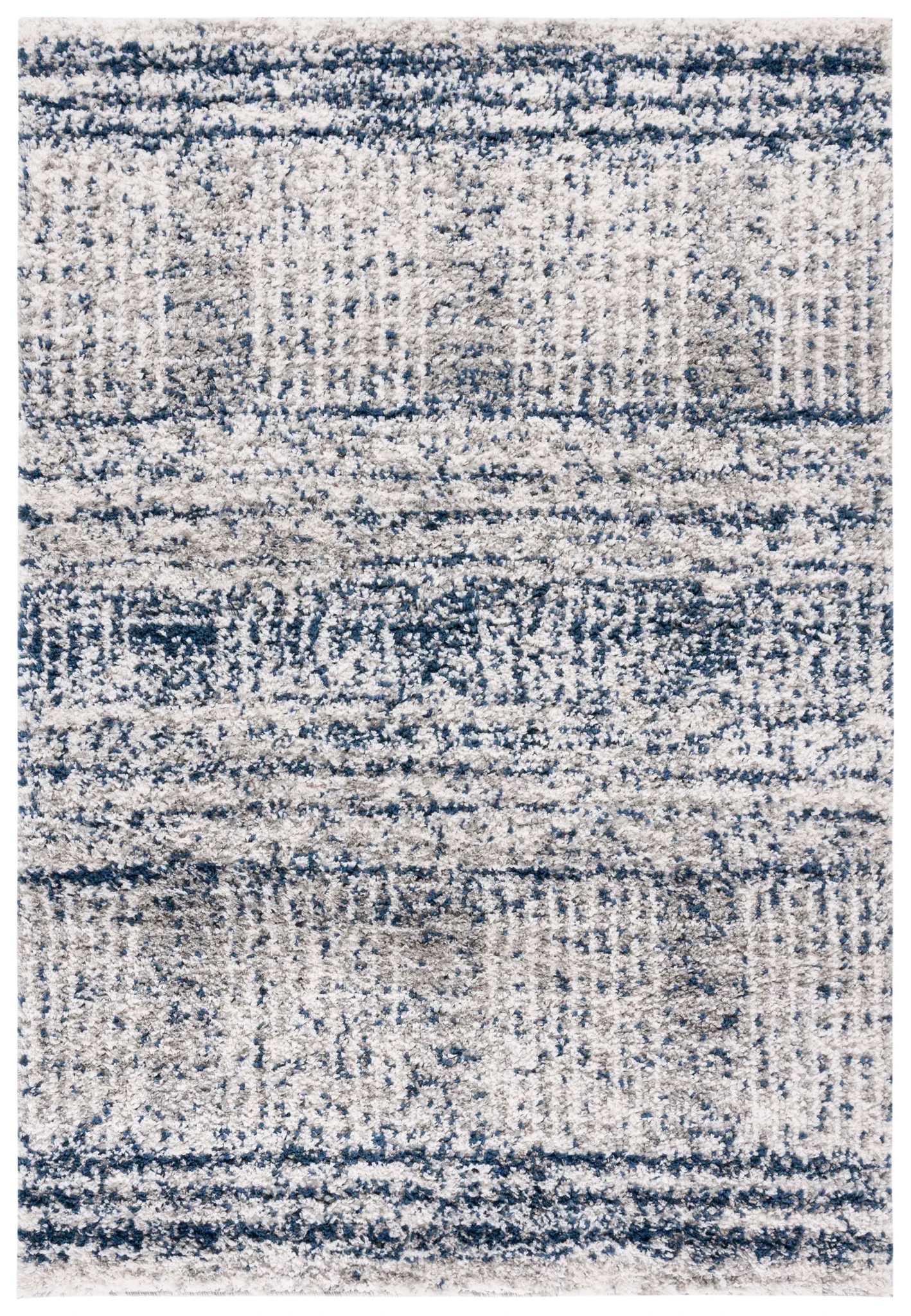 Jericho Striped Shag Rug in Navy / Ivory