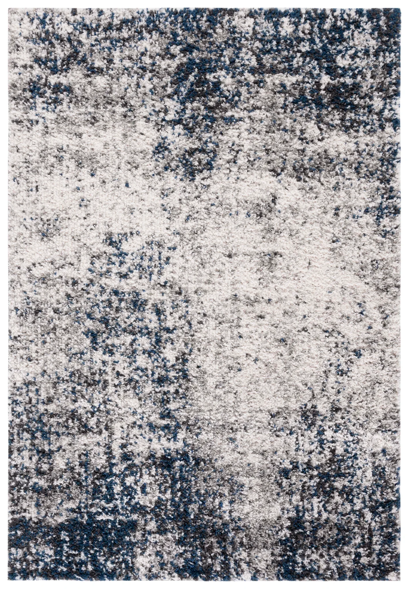 Jericho Abstract Shag Rug in Ivory / Navy