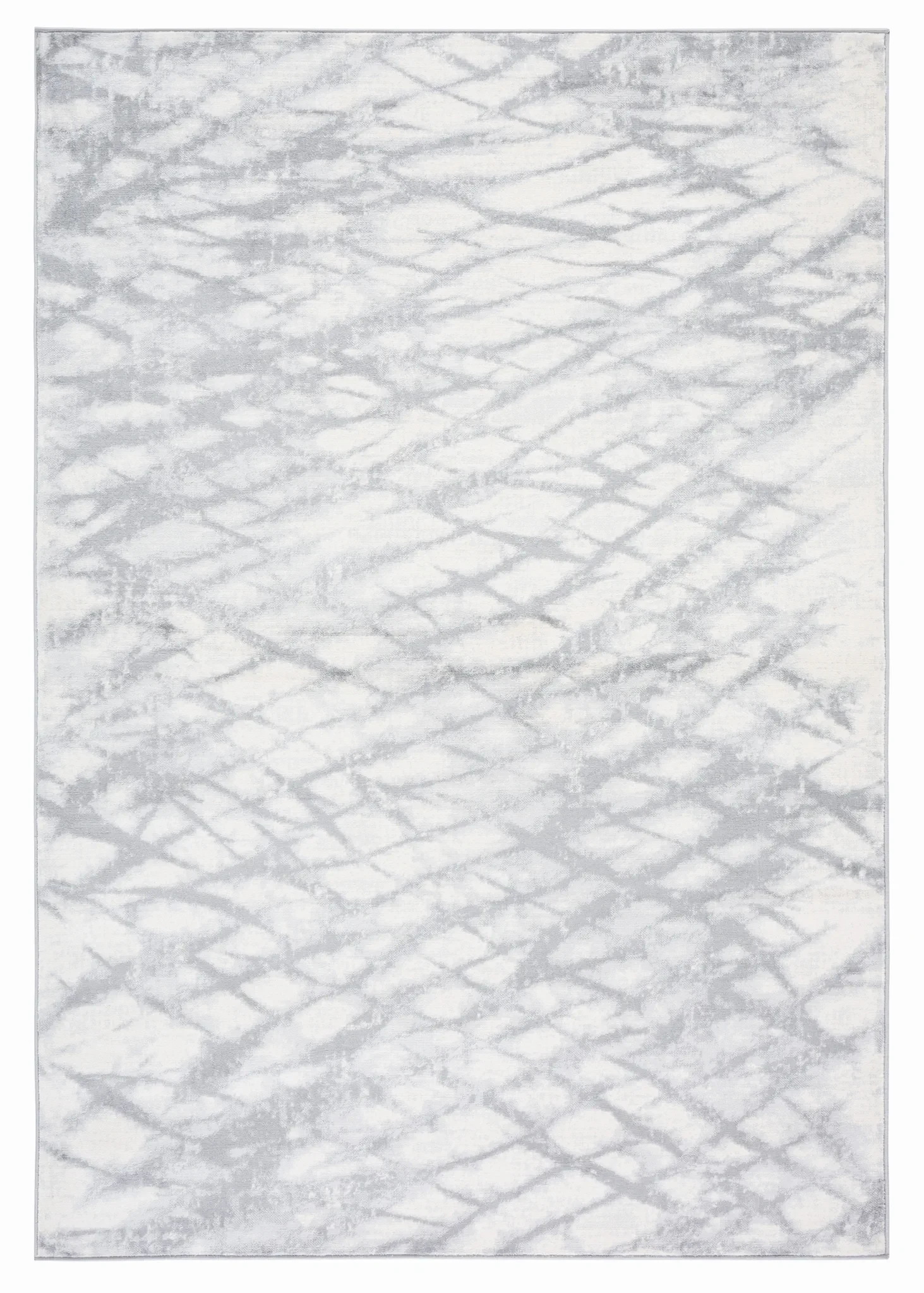 Jasper Distressed Grid Rug in Gray / Ivory