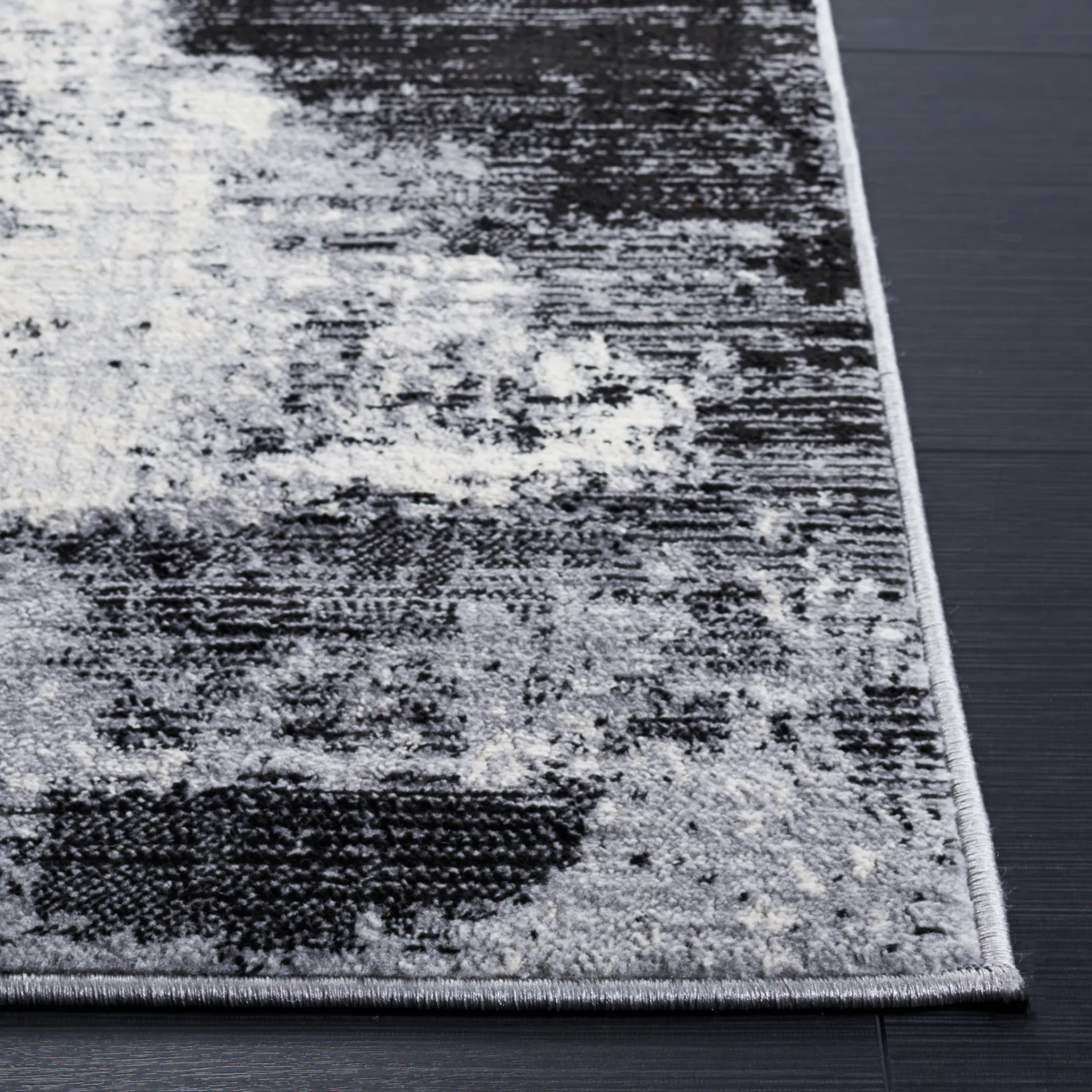 Jasper Abstract Block Rug in Black / Ivory
