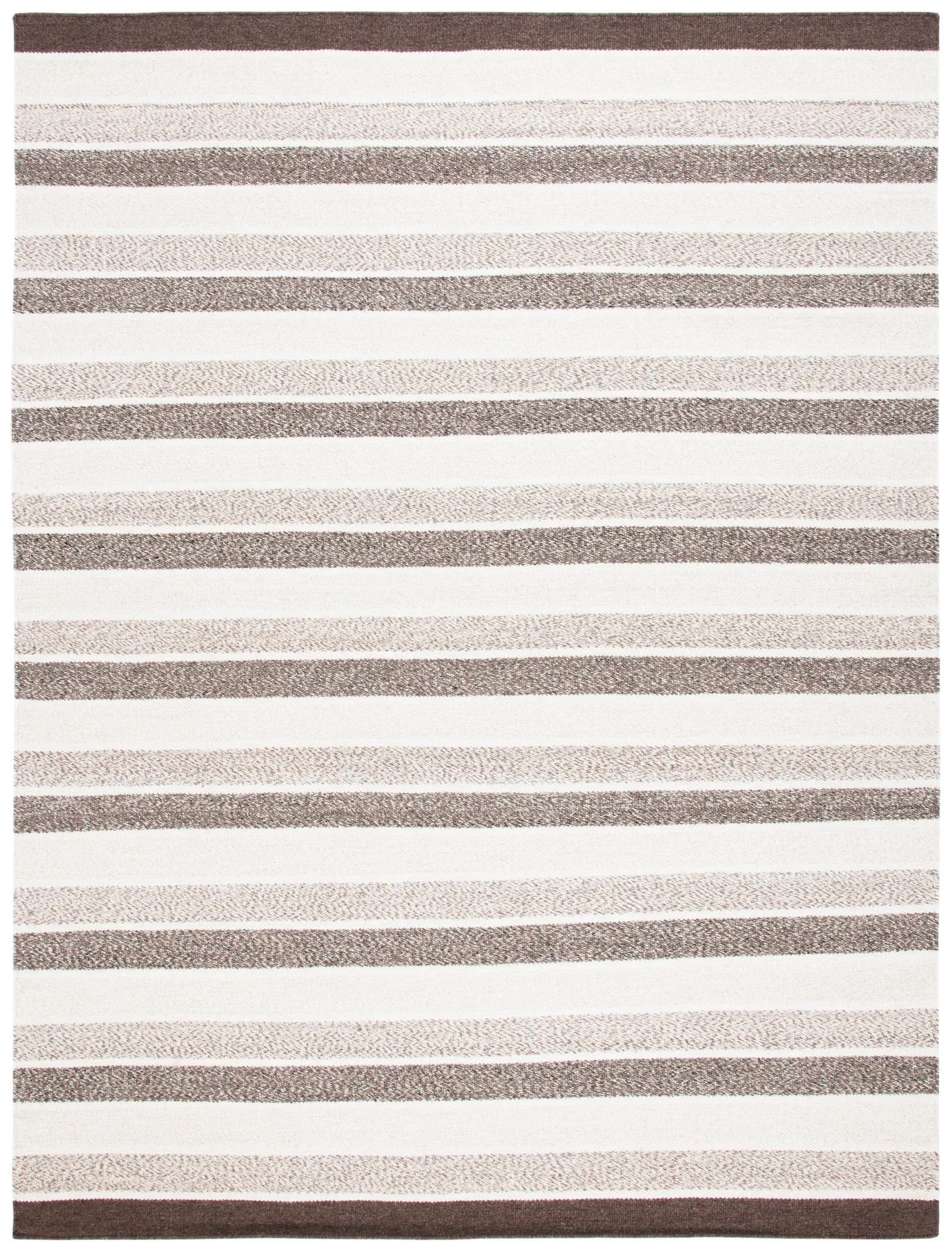 Kilim Stripe Flatweave Wool Rug in Ivory / Brown