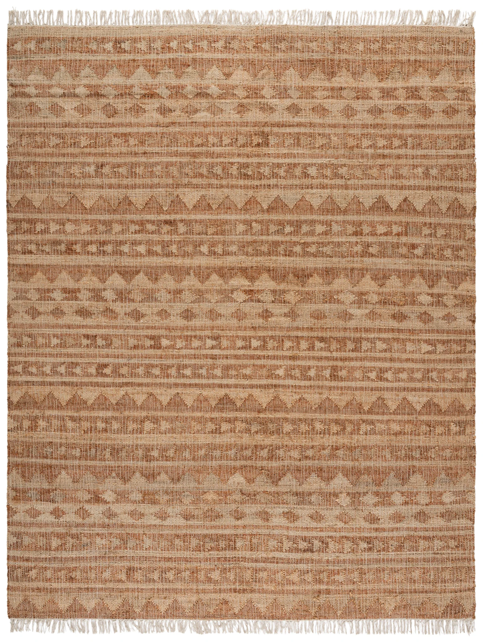 Kilim Striped Triangle Flatweave Jute Rug in Natural / Rust