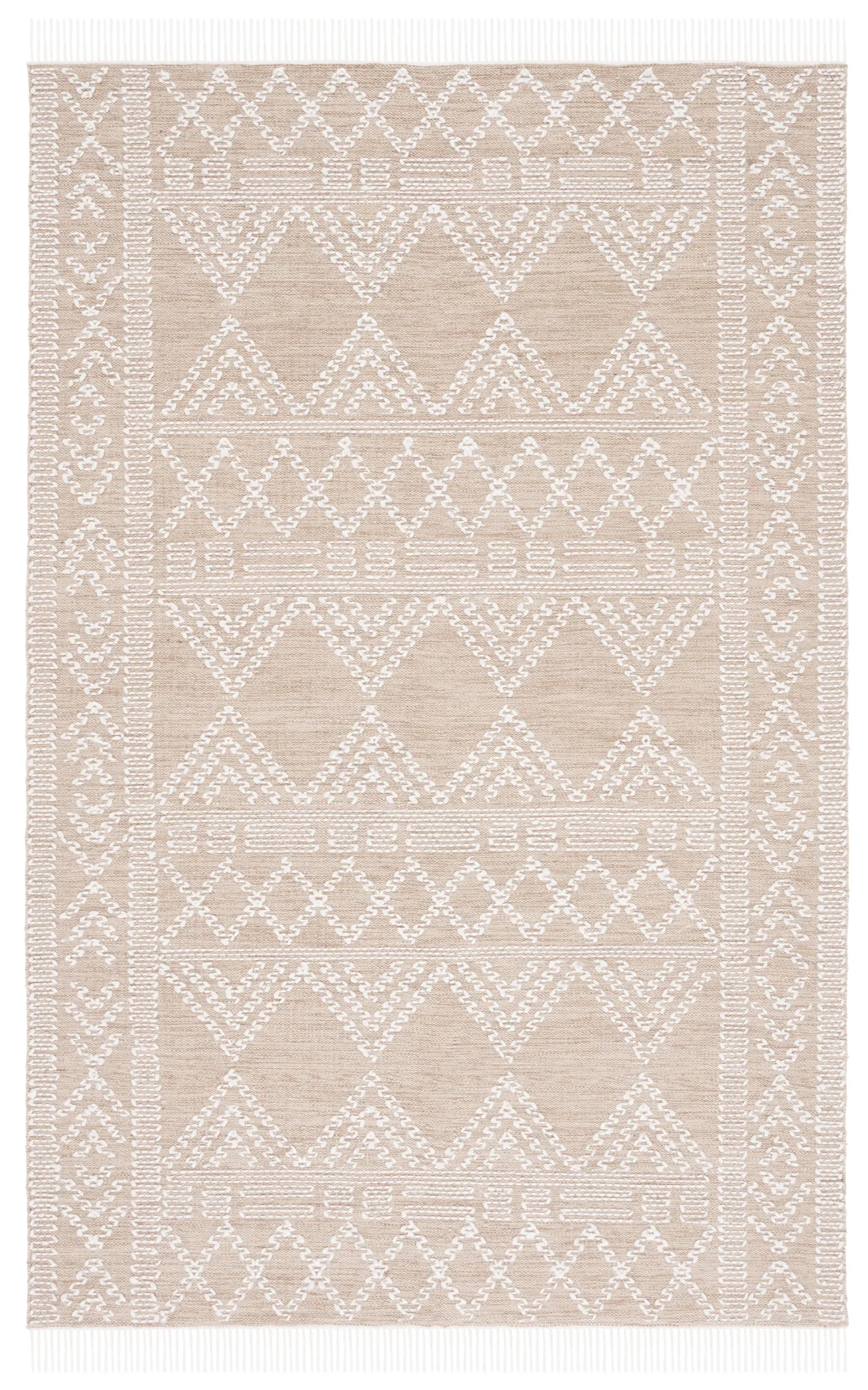 Kilim Chevron Diamond Flatweave Rug in Beige / Ivory