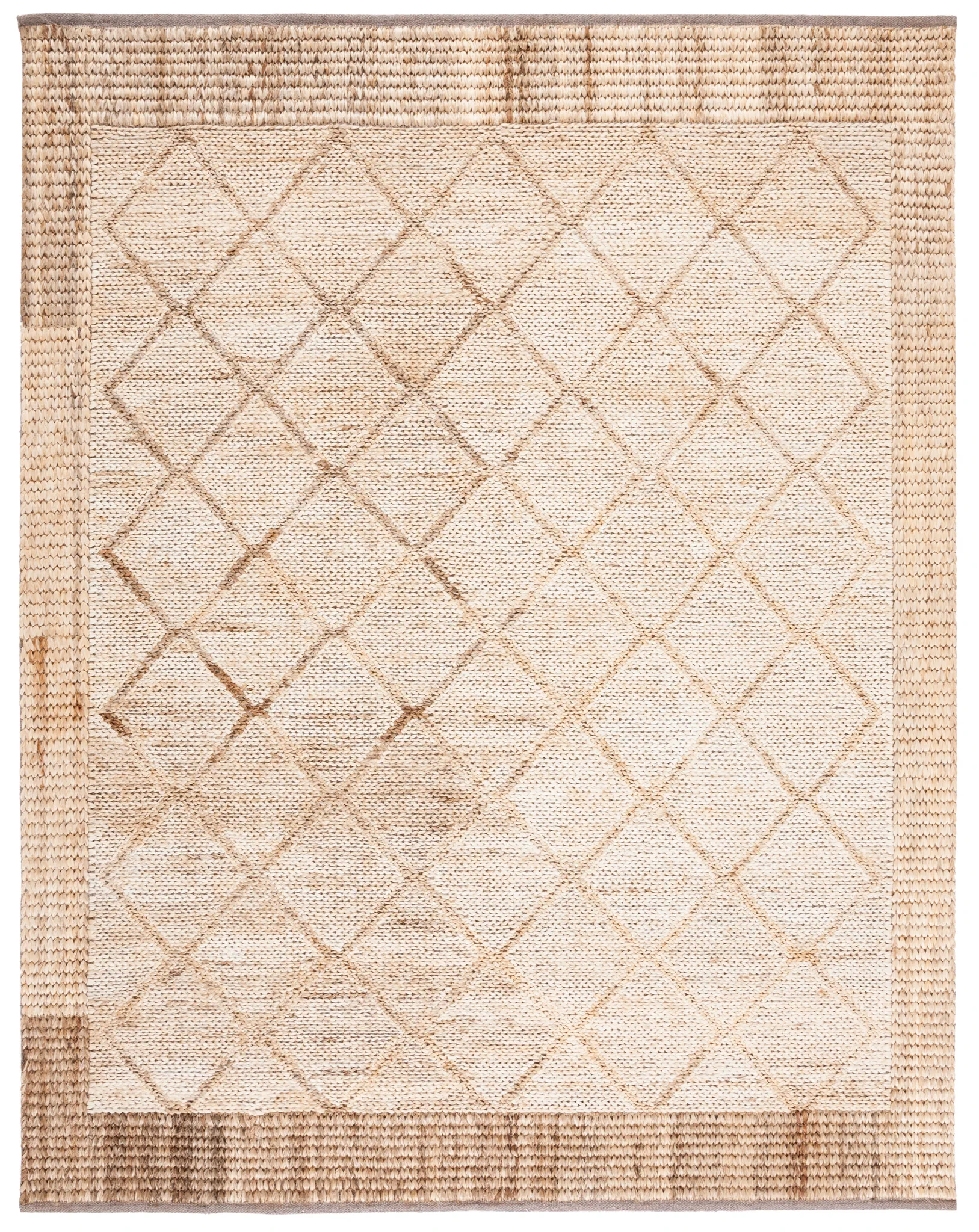 Kilim Coastal Geometric Jute Hand-Woven Rug in Natural / Beige