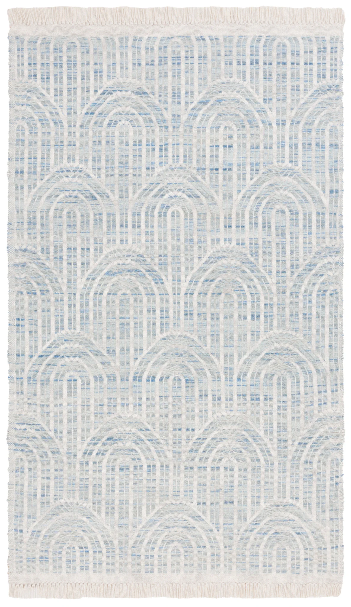 Kilim Arch Hand-Woven Wool Rug in Blue / Ivory