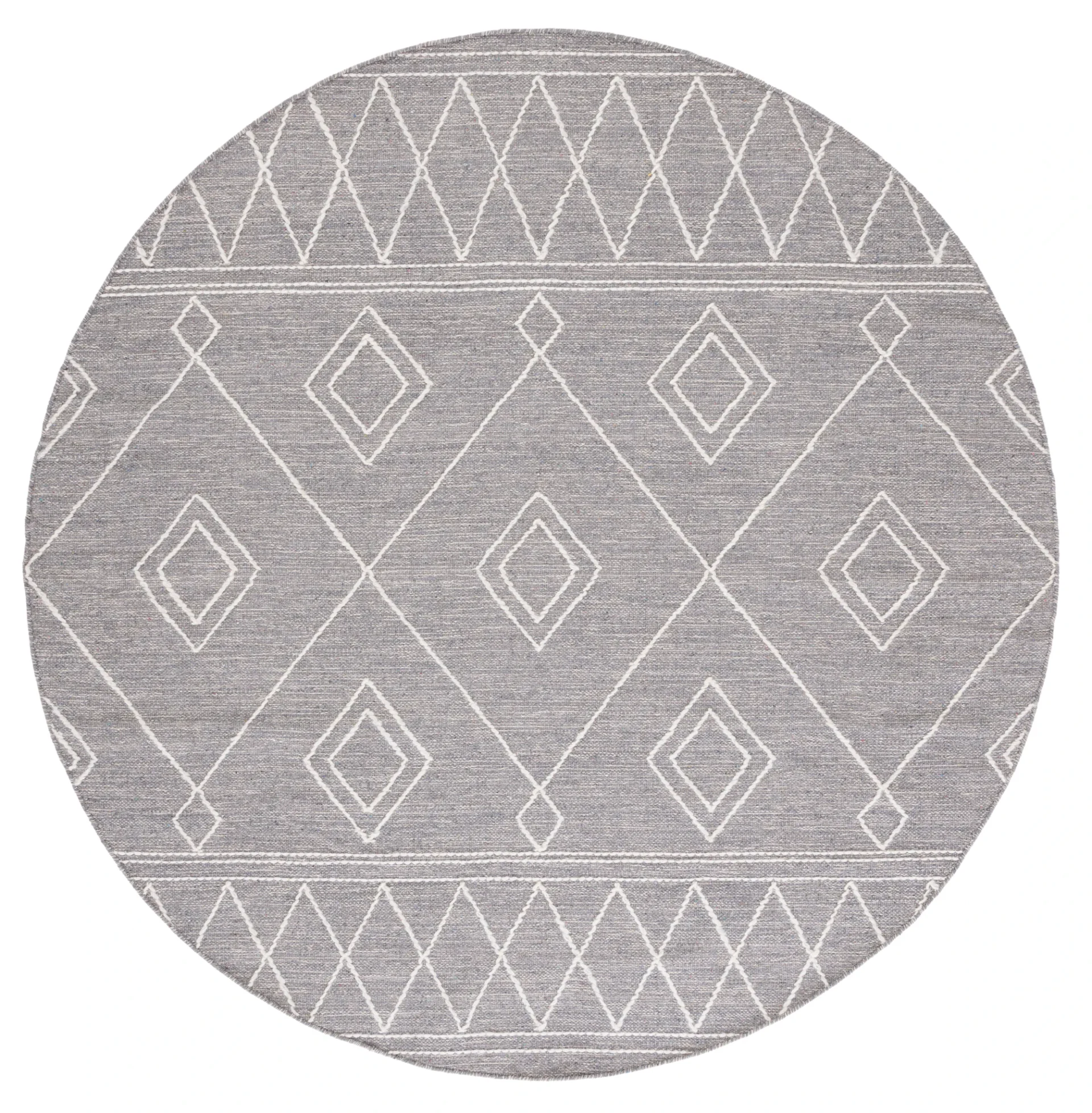 Kilim Nested Diamond Hand-Woven Rug in Gray / Ivory