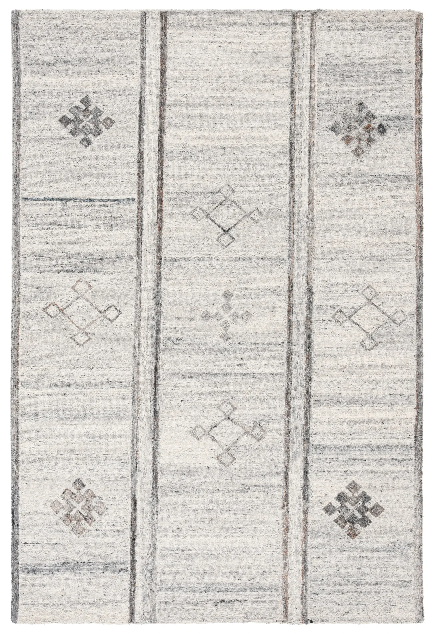 Kenya Striped Panel Hand-Tufted Wool Rug in Brown / Beige