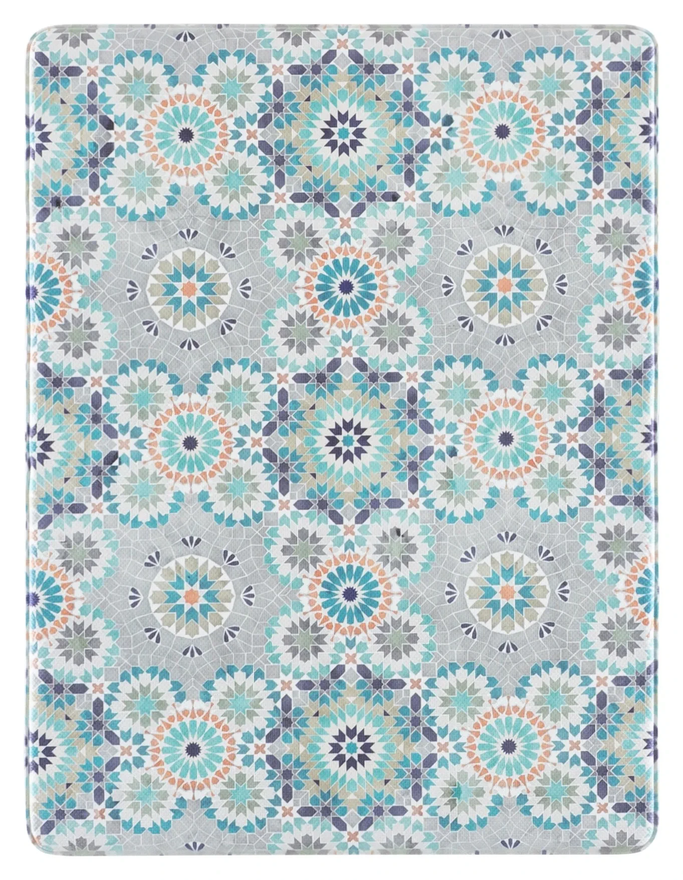 Mosaic Tile Kitchen Mat in Gray / Blue