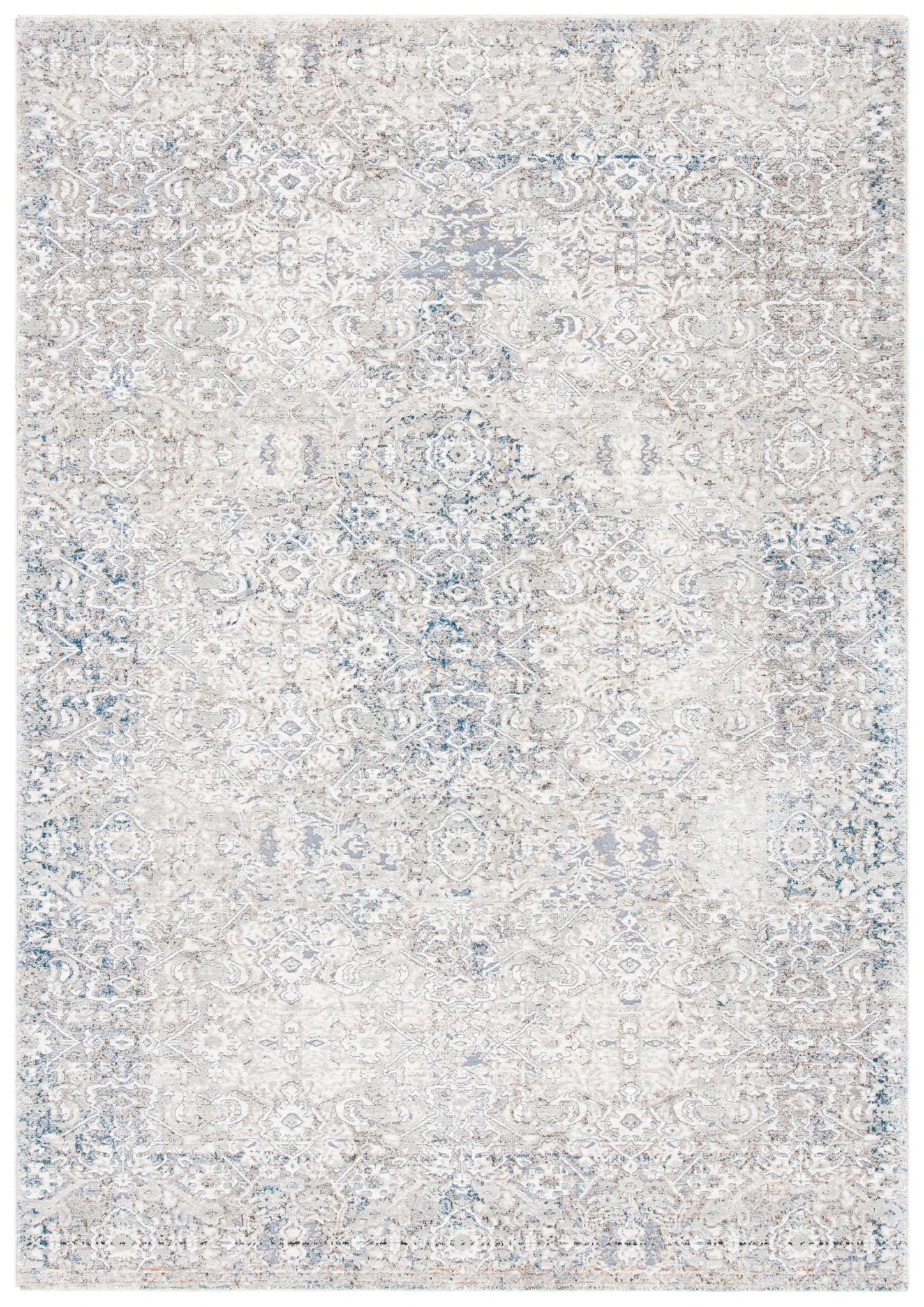 Limitee Distressed Damask Rug in Beige