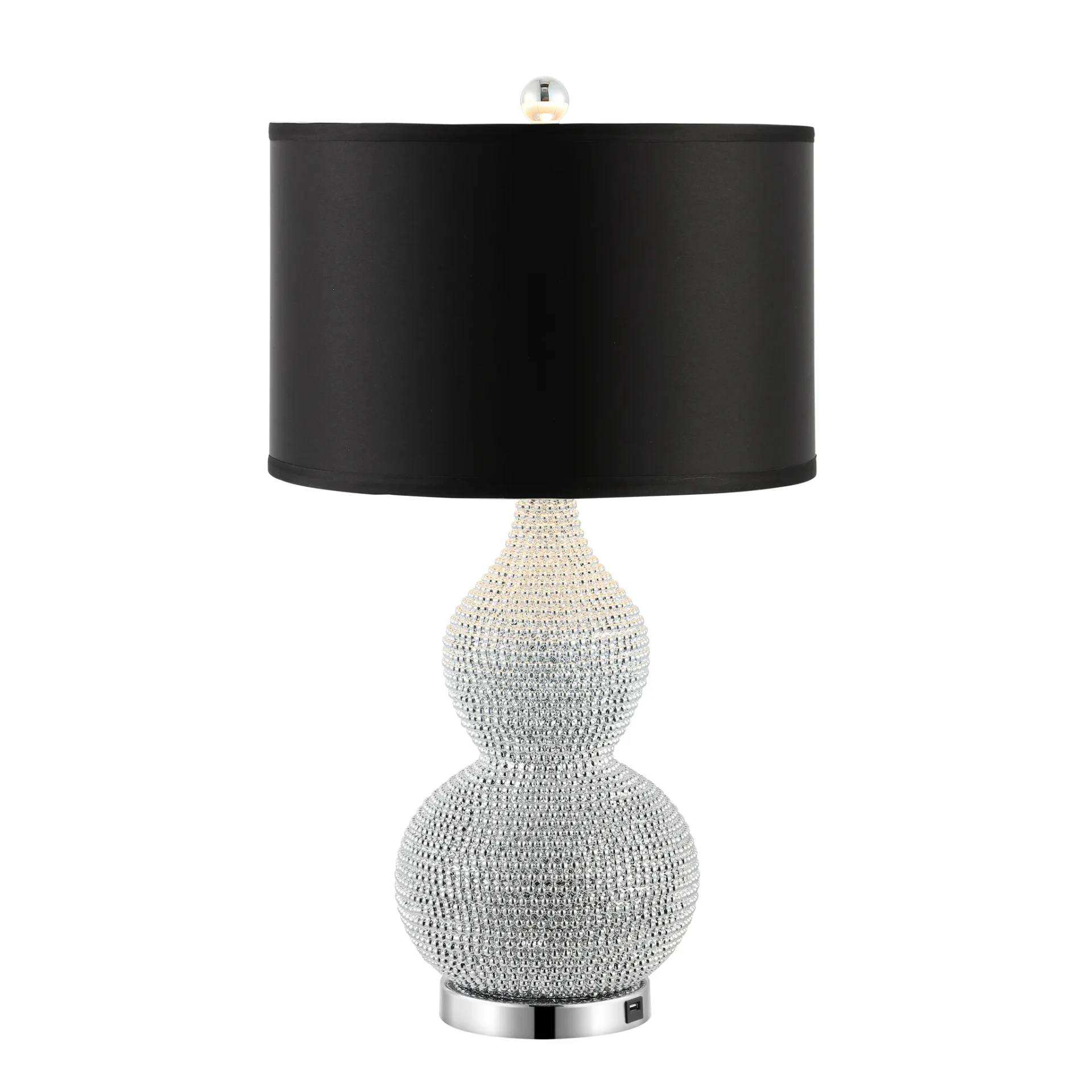Nicole Beaded Table Lamp (Set of 2) in Silver / Black