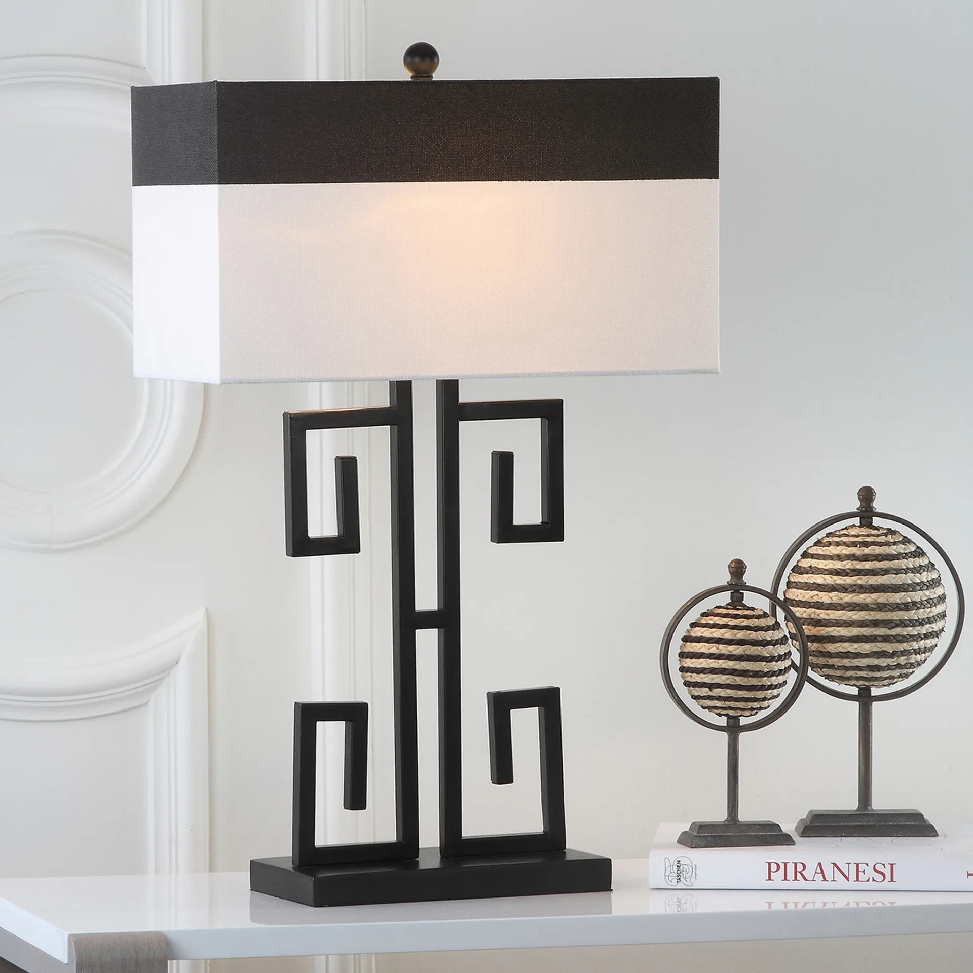 Greek Key Table Lamp (Set of 2) in Black