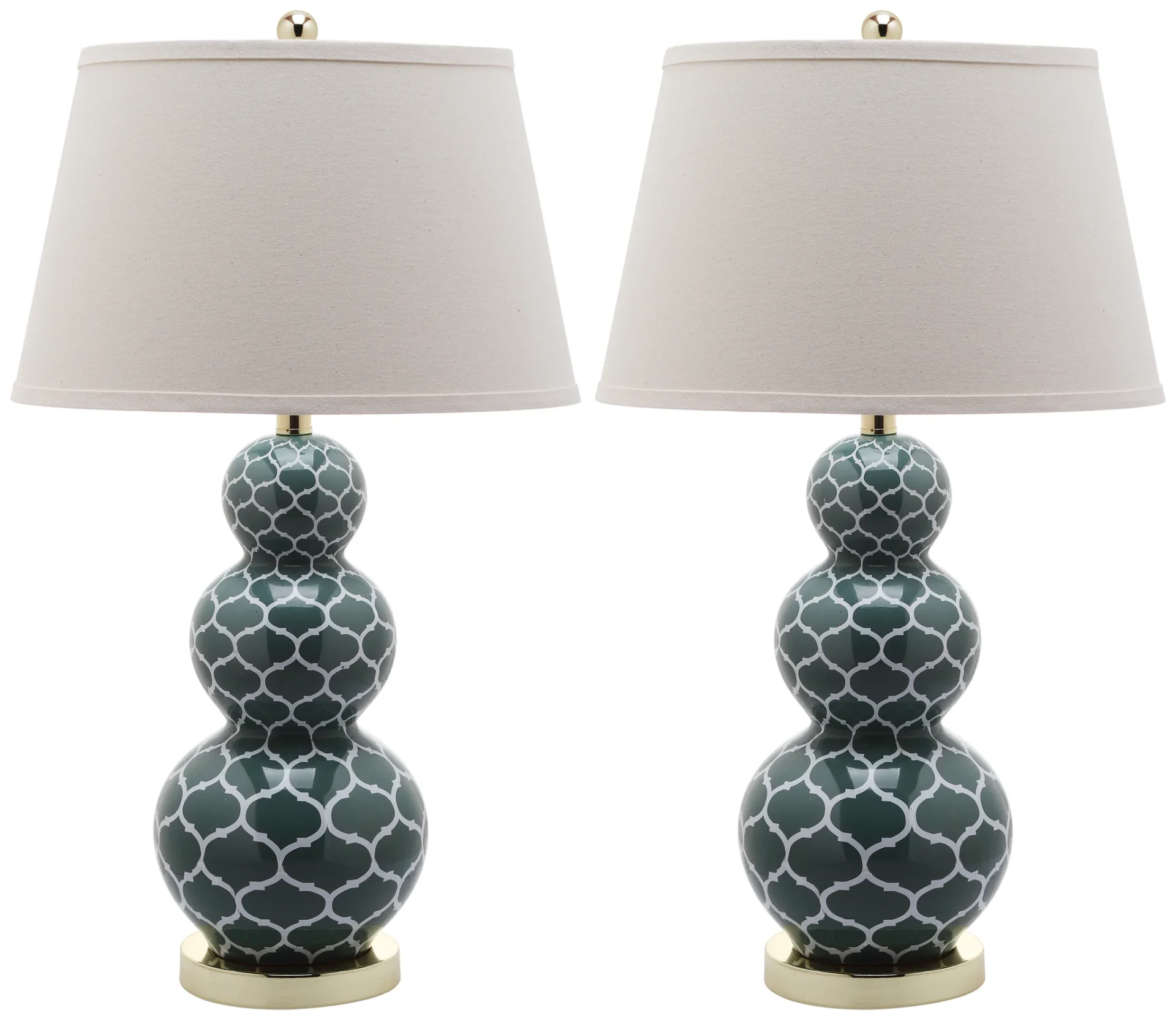 Three Gourd Decal Table Lamp (Set of 2) in Light Blue