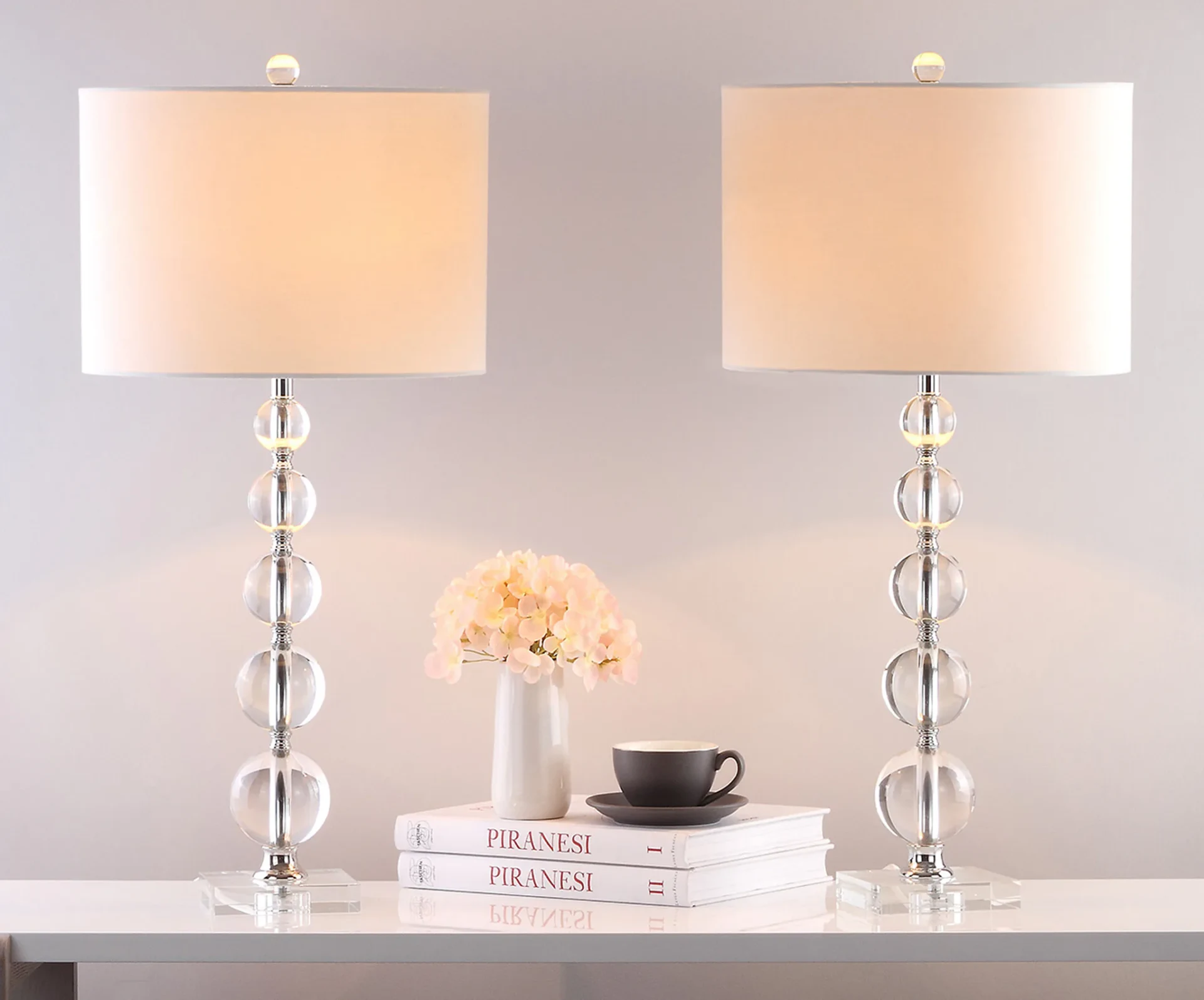 Liam Stacked Crystal Ball Lamp (Set Of 2) in Clear