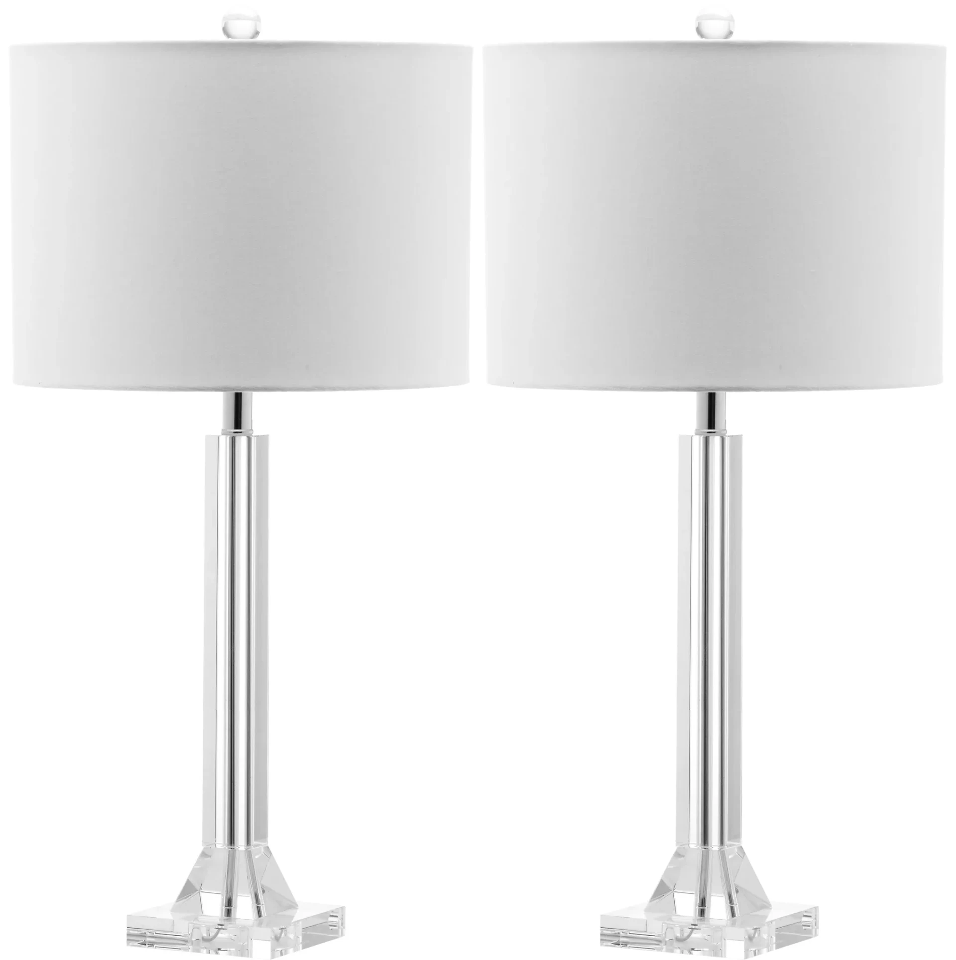 Tyrone Crystal Column Lamp (Set Of 2) in Clear / Cream