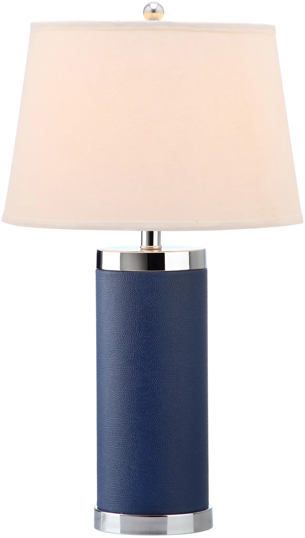 Leather Column Table Lamp (Set of 2) in Navy Blue
