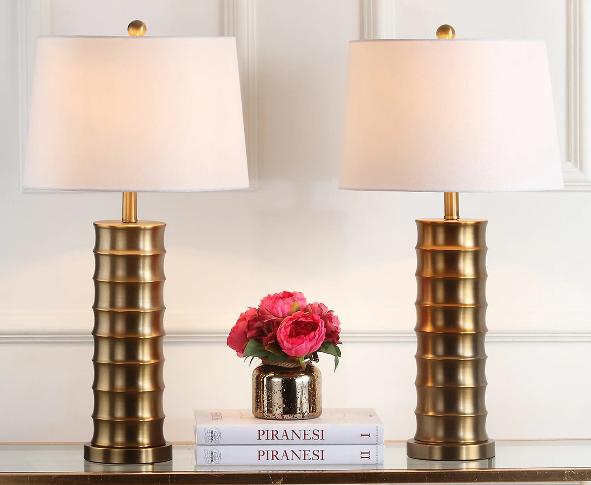Linus Brass Column Lamp (Set of 2) in Gold