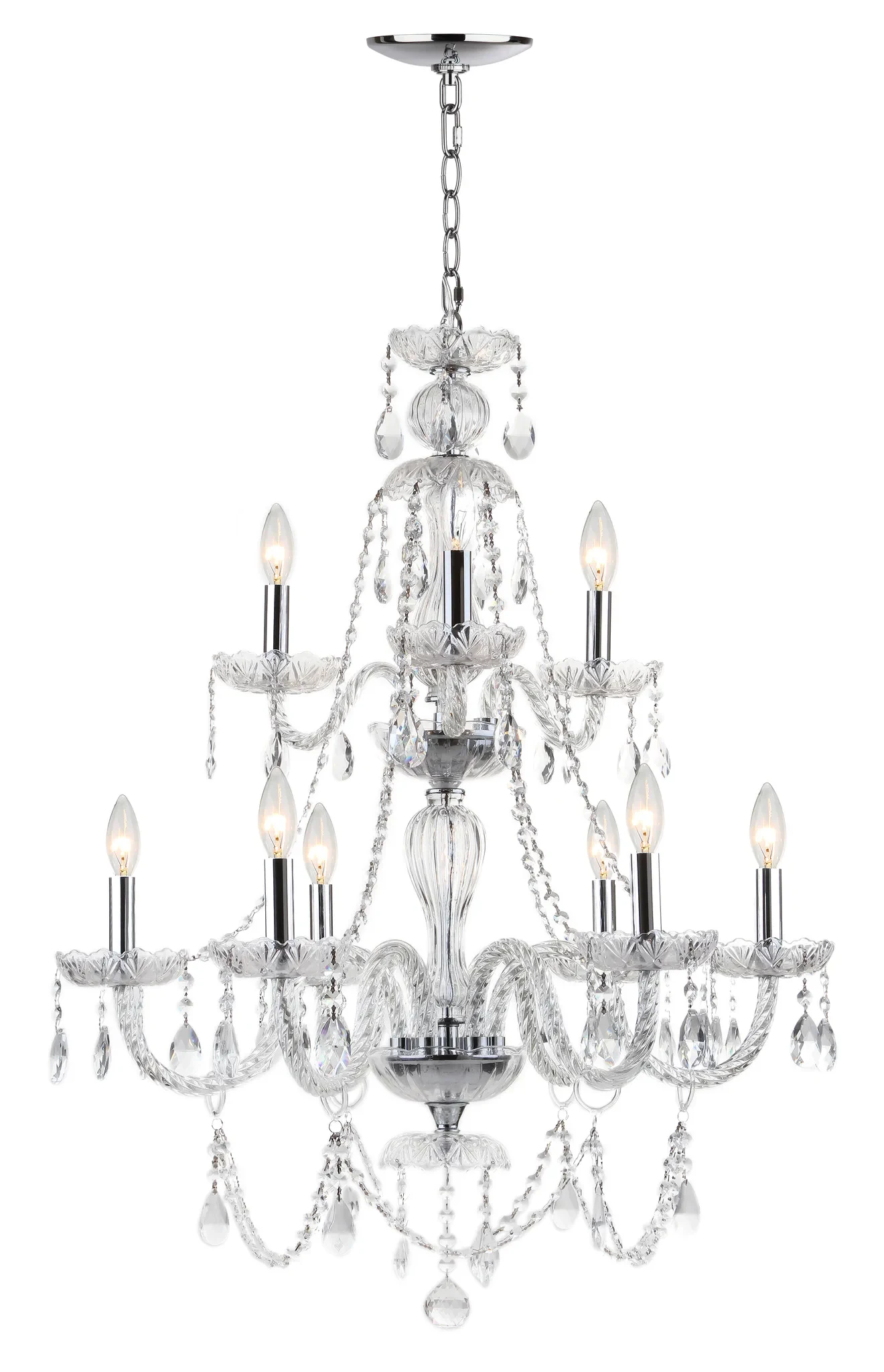 Aura Chandelier in Clear / Chrome