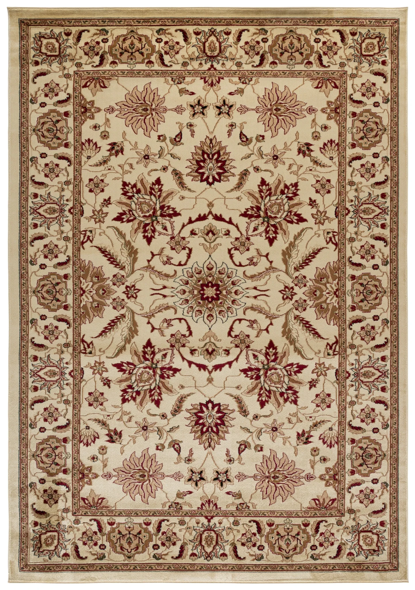 Lyndhurst Bordered Floral Medallion Rug in Ivory