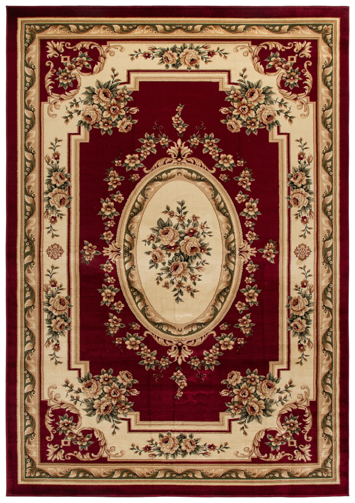 Lyndhurst Oval Floral Medallion Rug in Red / Ivory