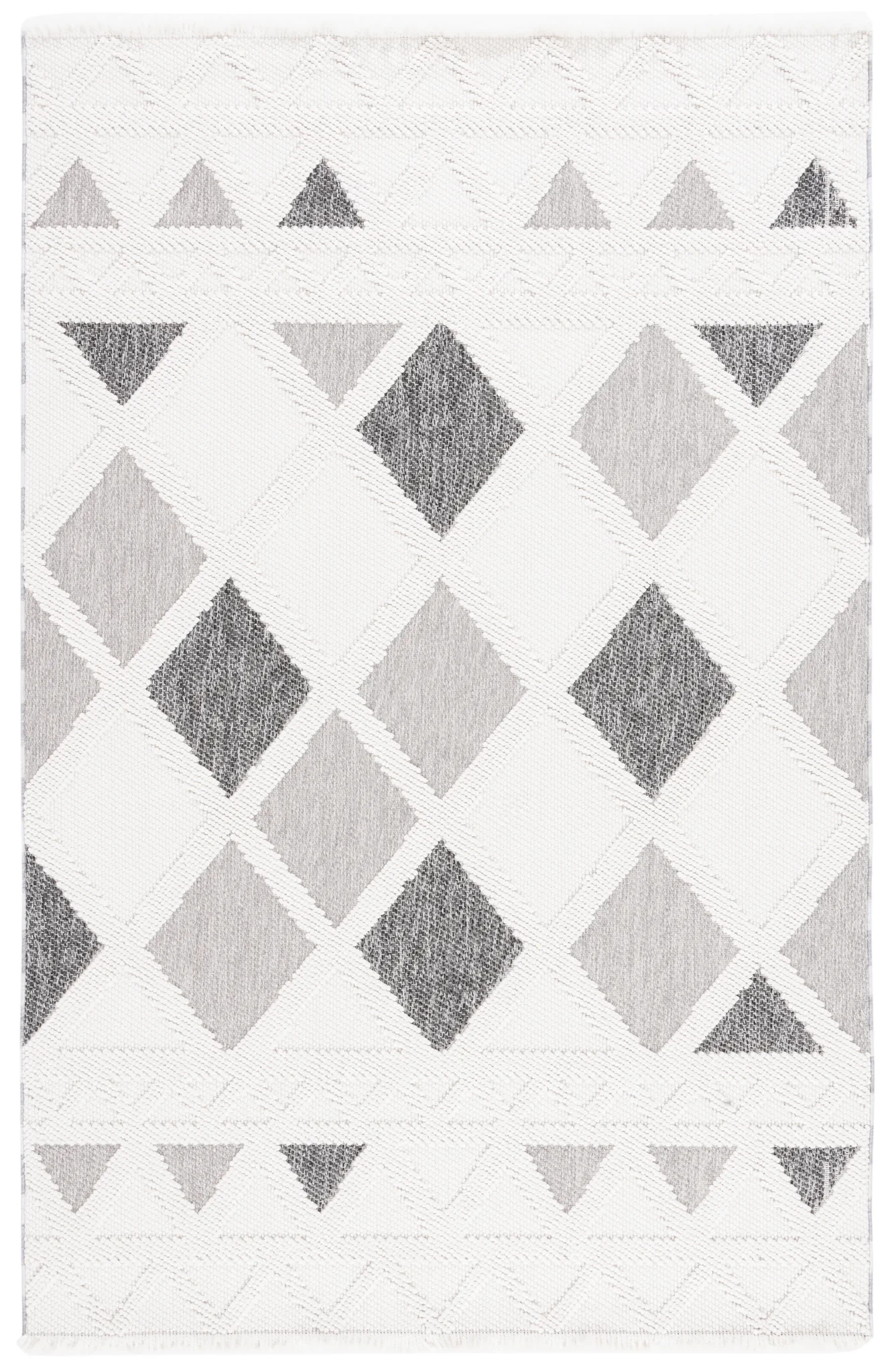 Lotus Diamond Lattice Rug in Ivory / Dark Gray
