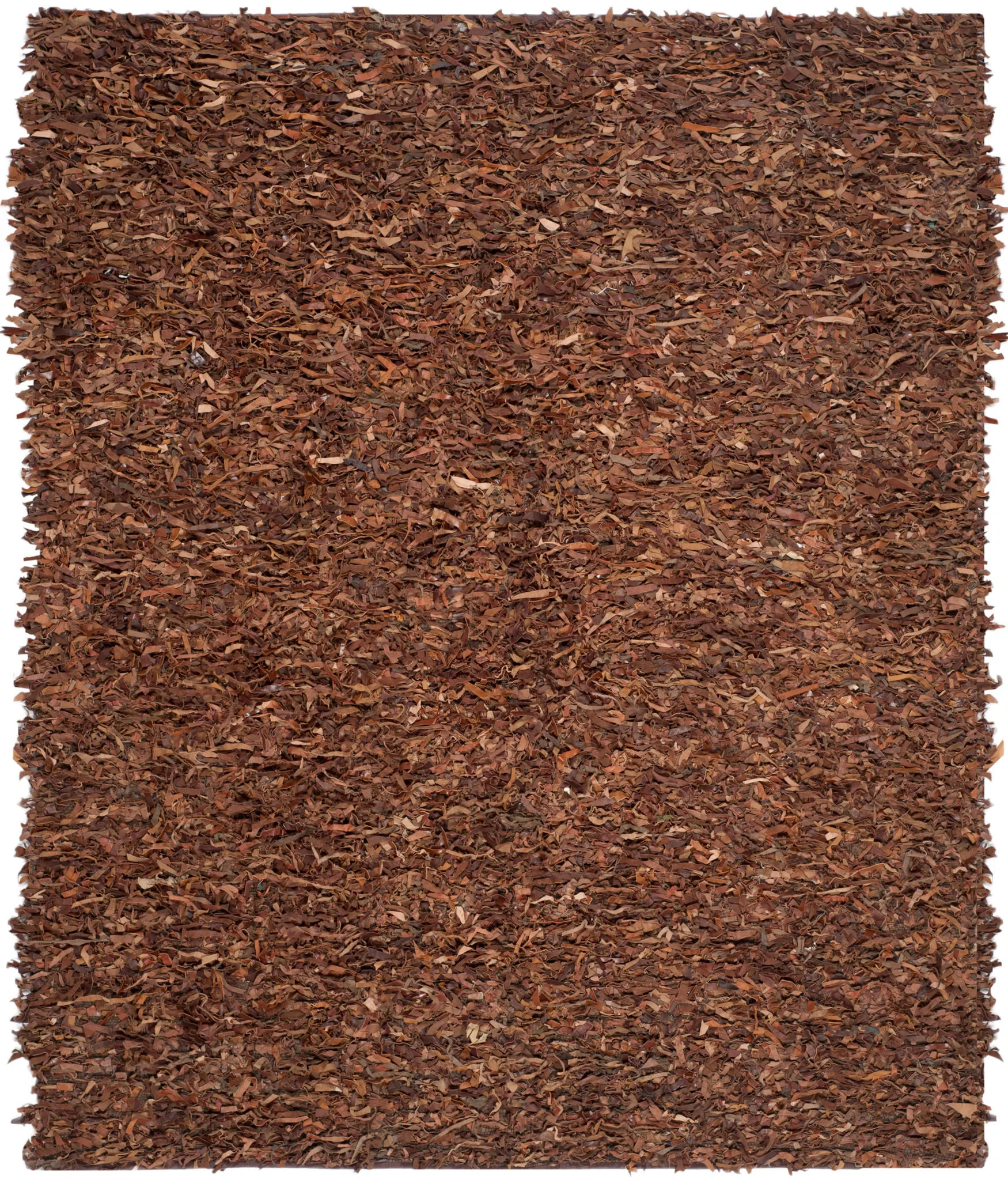 Leather Shag Solid Rug in Saddle