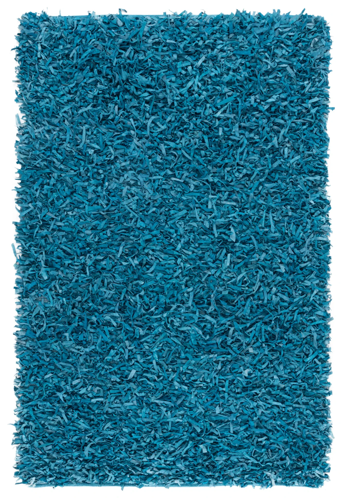 Leather Shag Solid Rug in Light Blue