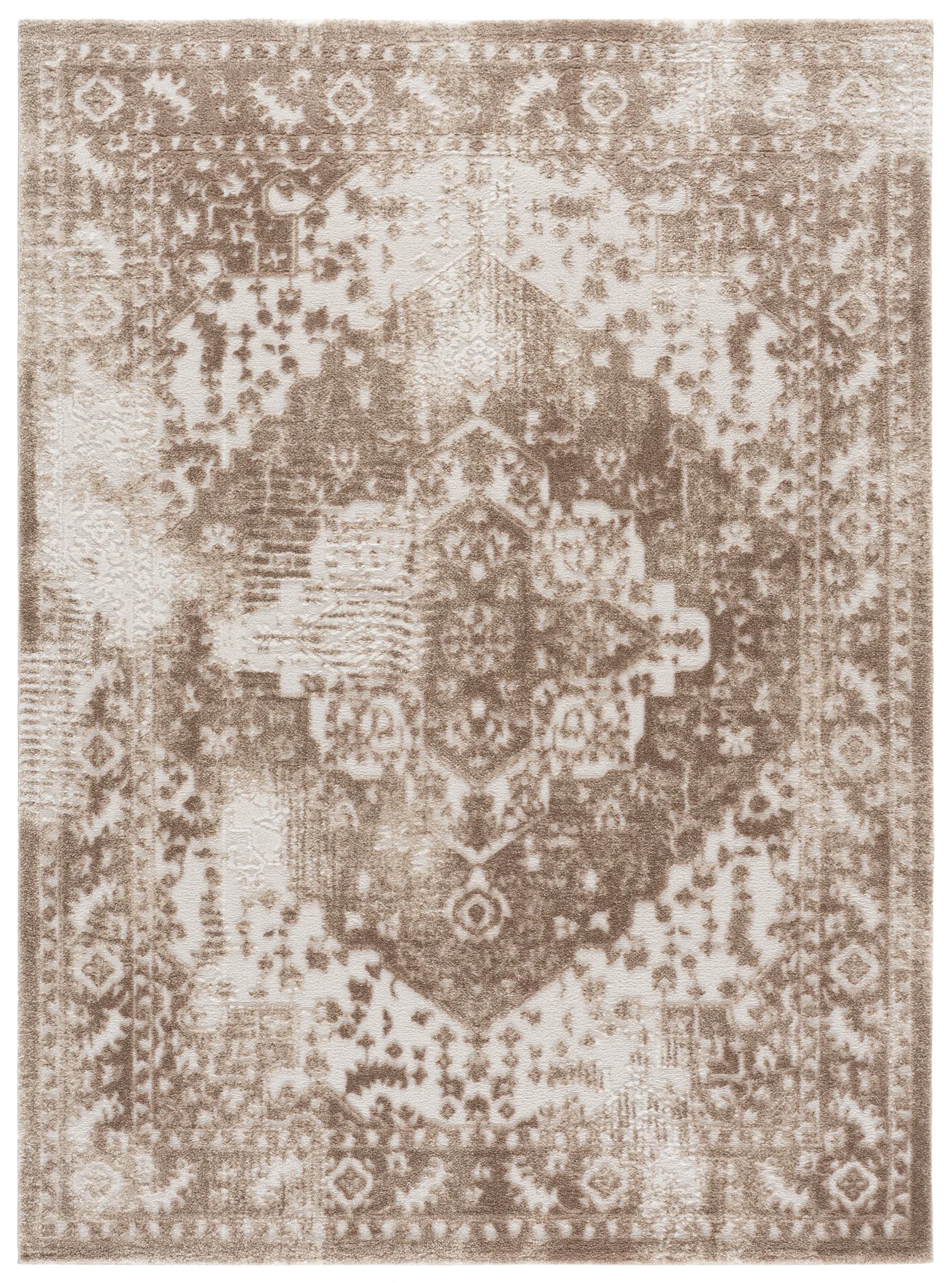 Lunara Abstract Distressed Rug in Beige / Ivory