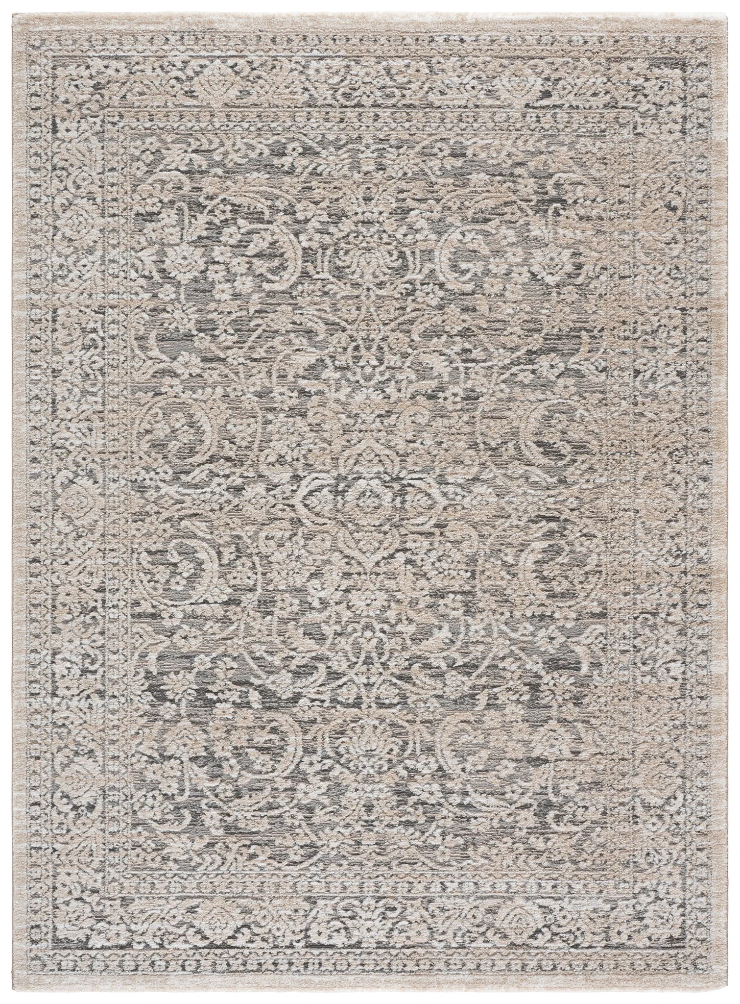 Lunara Transitional Damask Rug in Gray / Beige