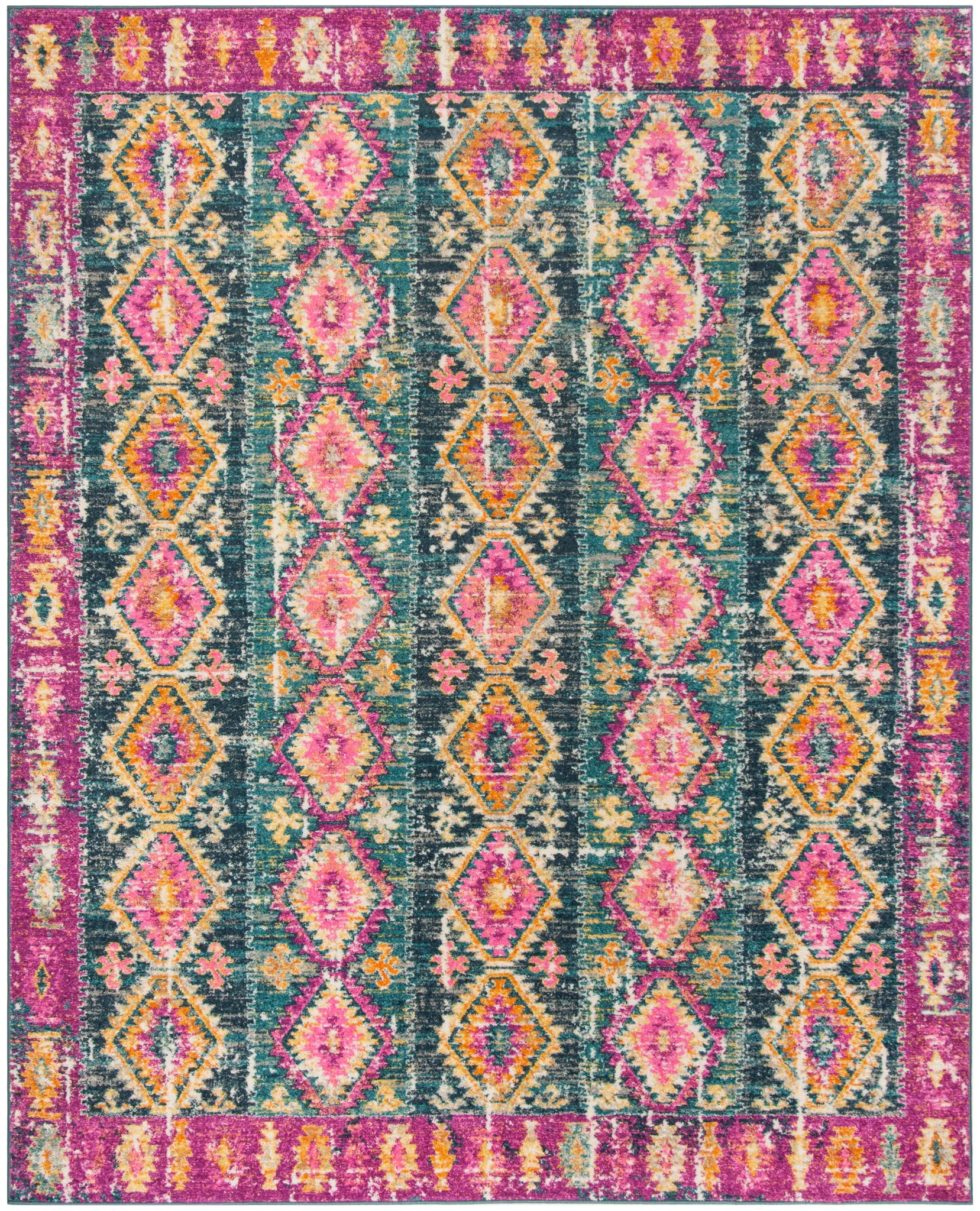 Madison Diamond Column Rug in Fuchsia / Blue