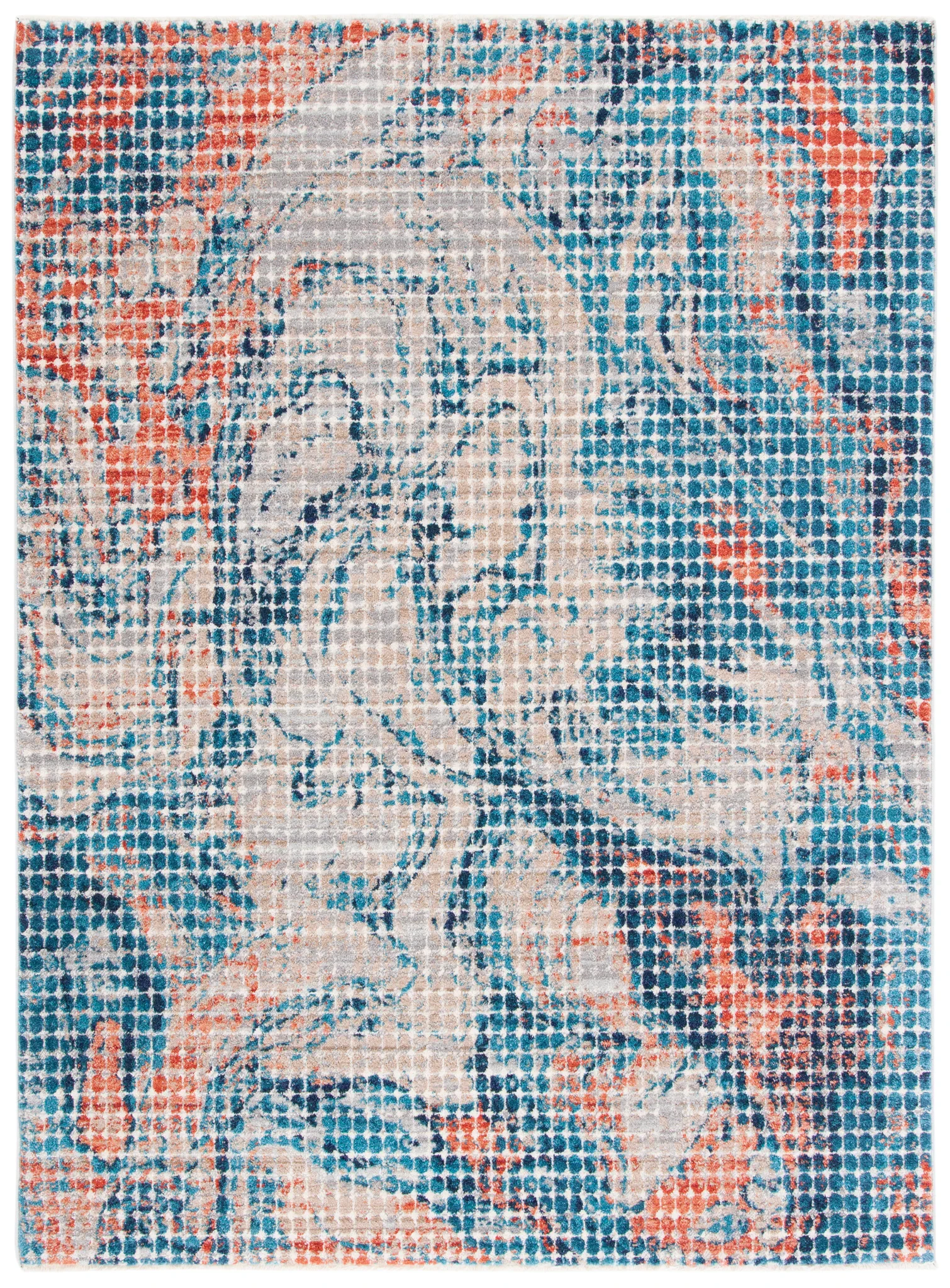 Madison Modernist Abstract Dotted Rug in Gray / Blue