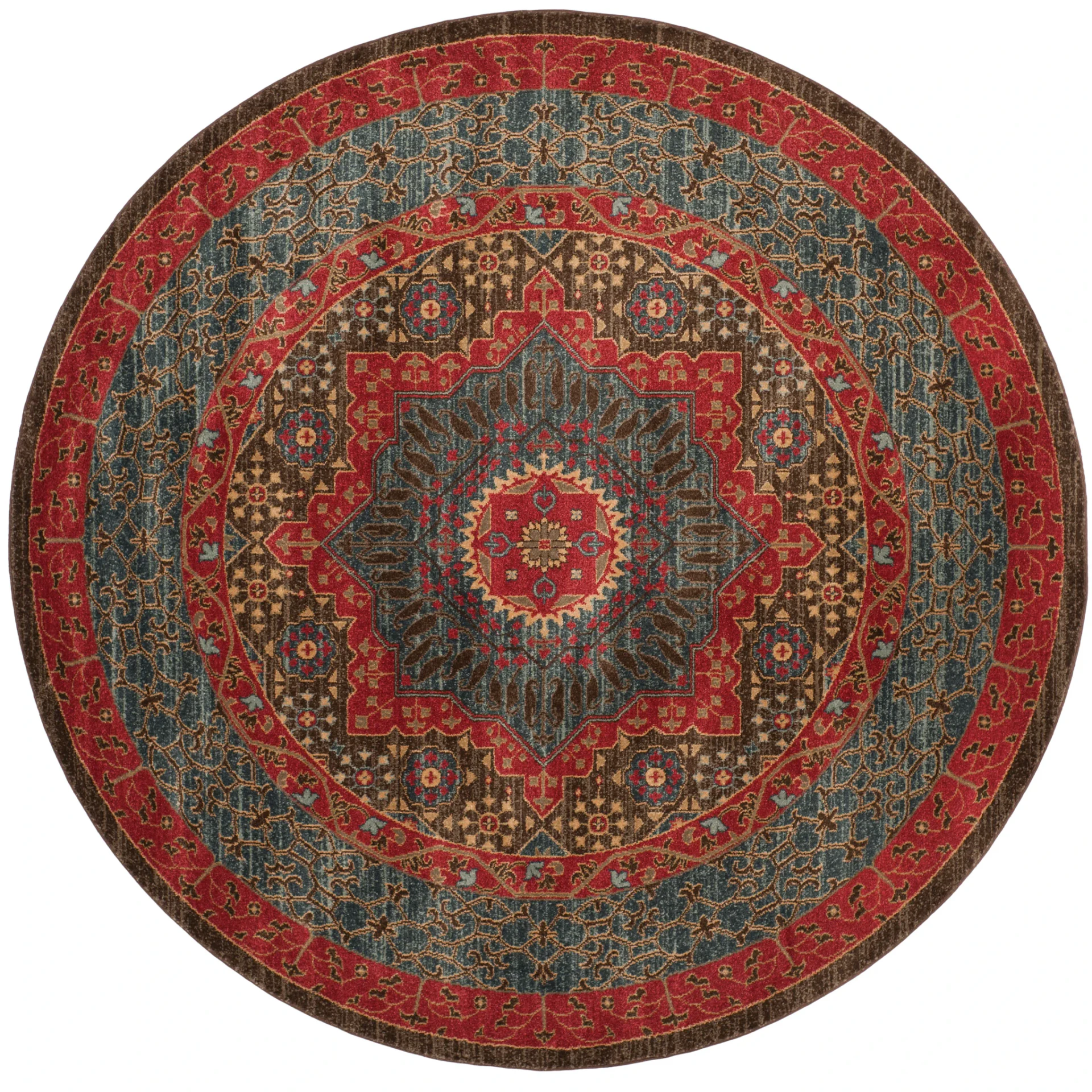 Mahal Medallion Rug in Navy / Red