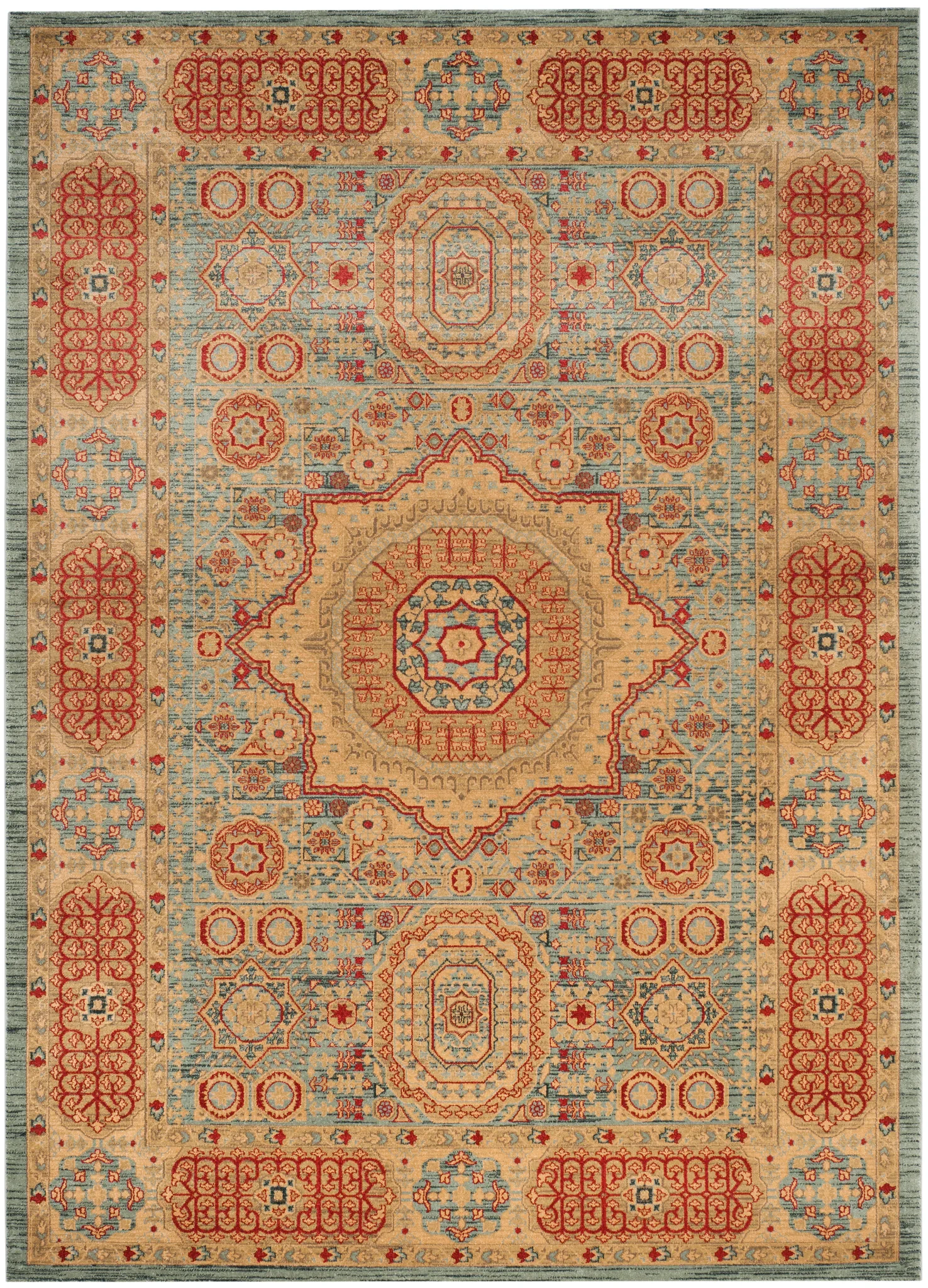 Mahal Tribal Medallion Rug in Navy / Red